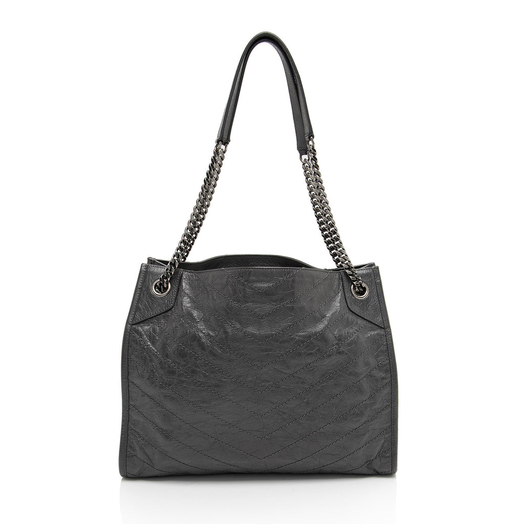 Saint Laurent Crinkled Calfskin Monogram Niki Medium Shopping Tote (SHF-gLfdmG)