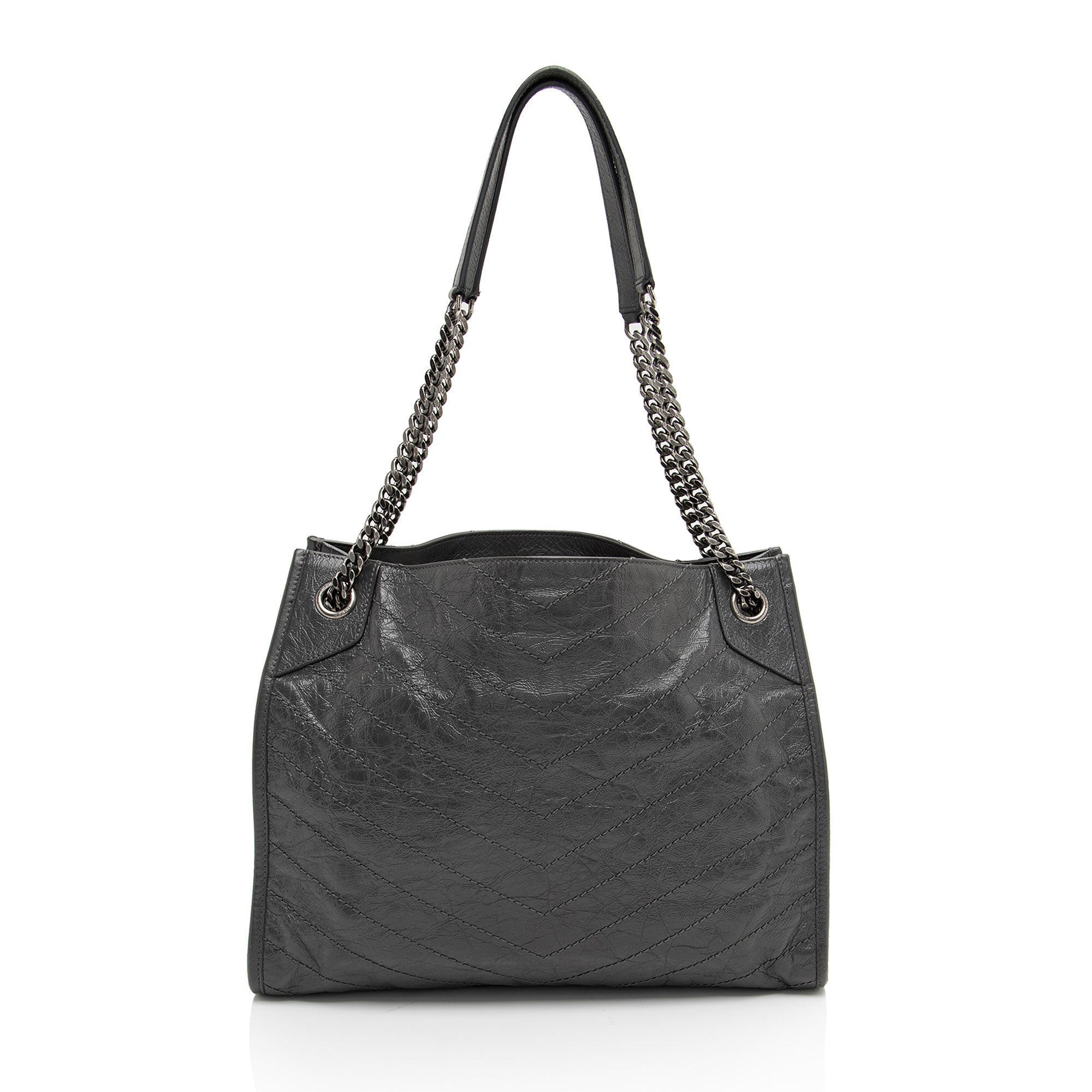 Saint Laurent Crinkled Calfskin Monogram Niki Medium Shopping Tote (SHF-gLfdmG)