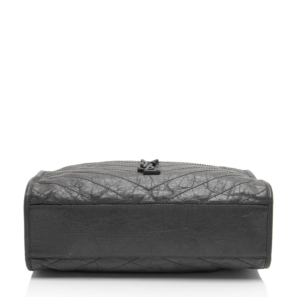 Saint Laurent Crinkled Calfskin Monogram Niki Medium Shopping Tote (SHF-gLfdmG)