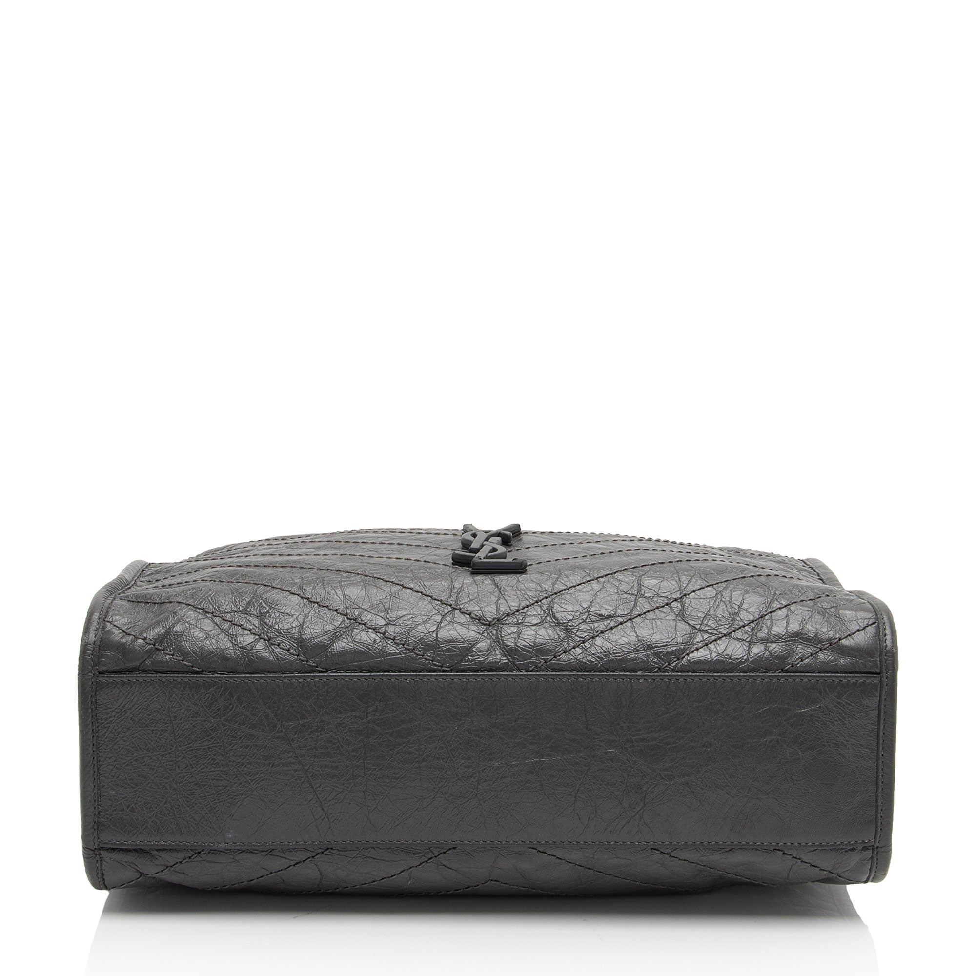 Saint Laurent Crinkled Calfskin Monogram Niki Medium Shopping Tote (SHF-gLfdmG)