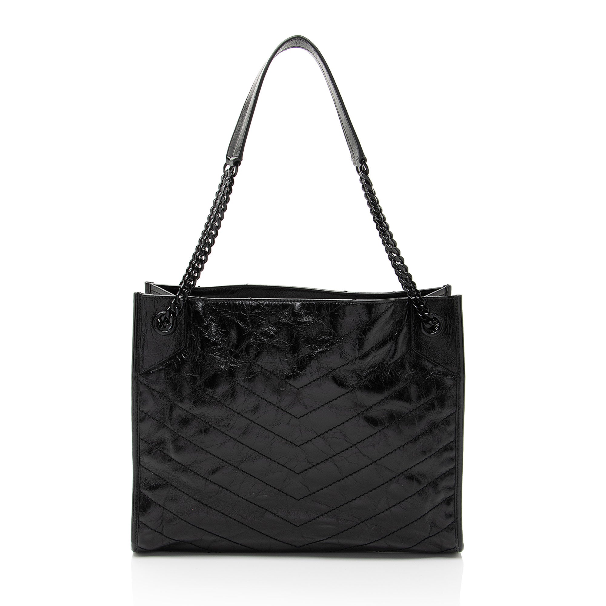 Saint Laurent Crinkled Calfskin Monogram Niki Medium Shopping Tote (SHF-HoUdcp)