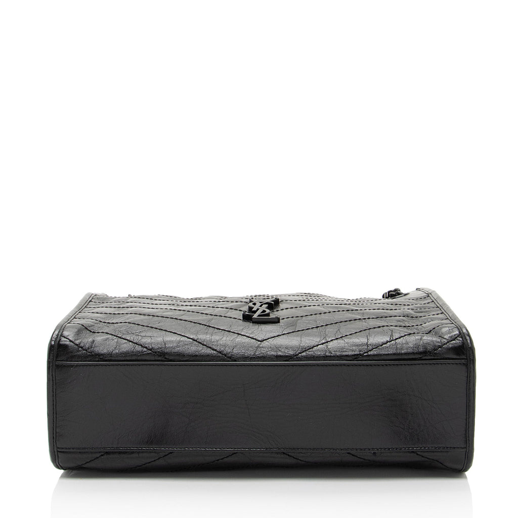 Saint Laurent Crinkled Calfskin Monogram Niki Medium Shopping Tote (SHF-HoUdcp)