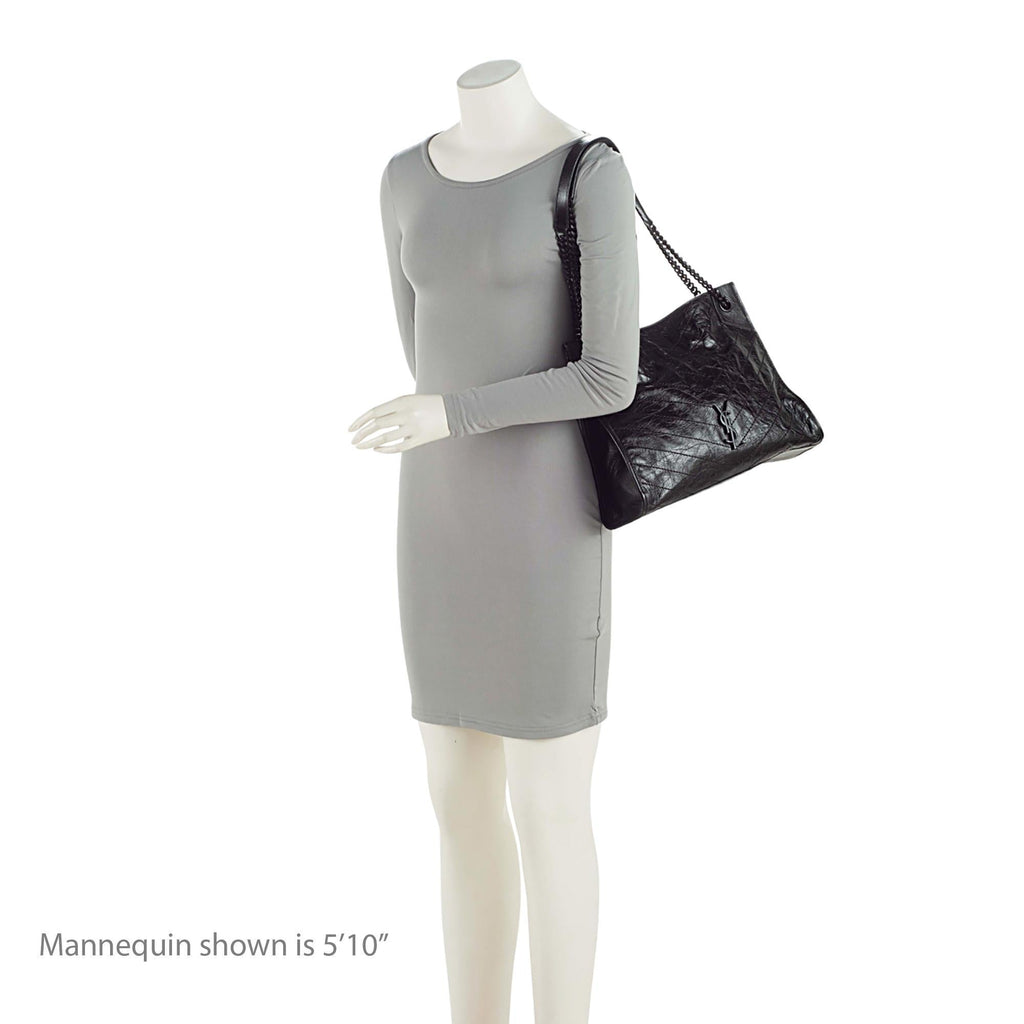 Saint Laurent Crinkled Calfskin Monogram Niki Medium Shopping Tote (SHF-HoUdcp)