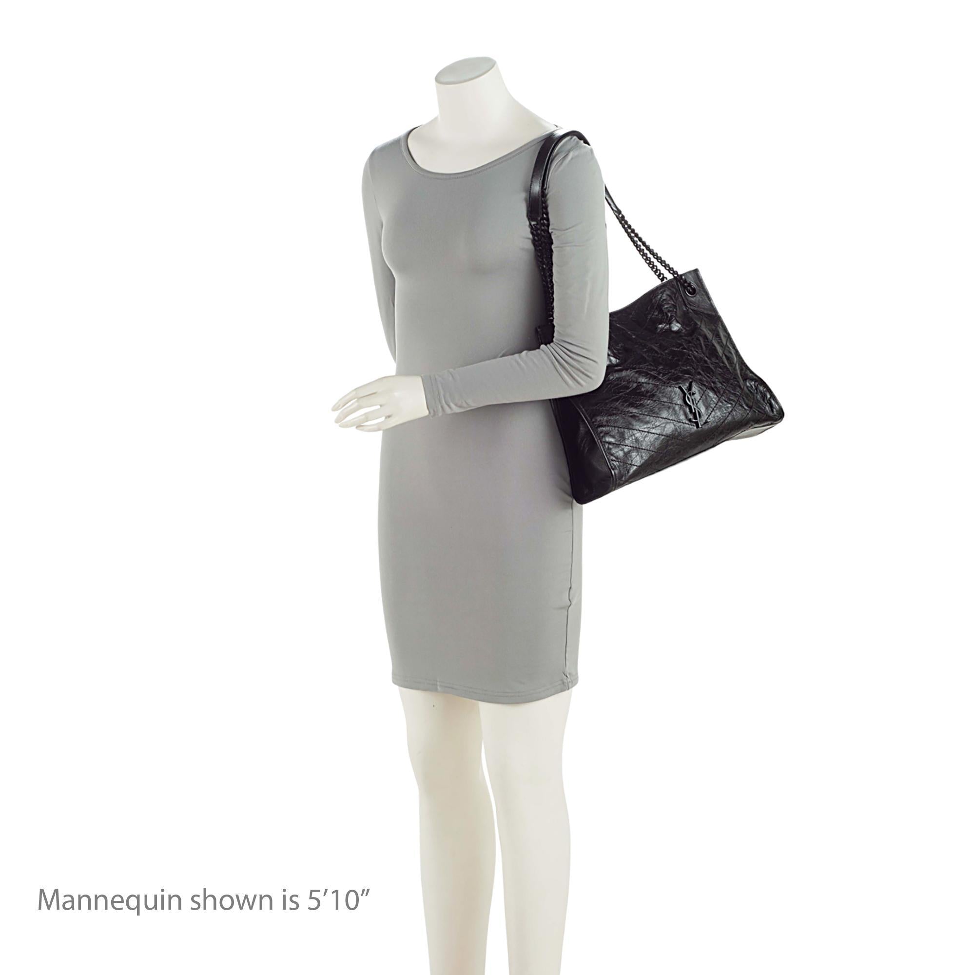 Saint Laurent Crinkled Calfskin Monogram Niki Medium Shopping Tote (SHF-HoUdcp)