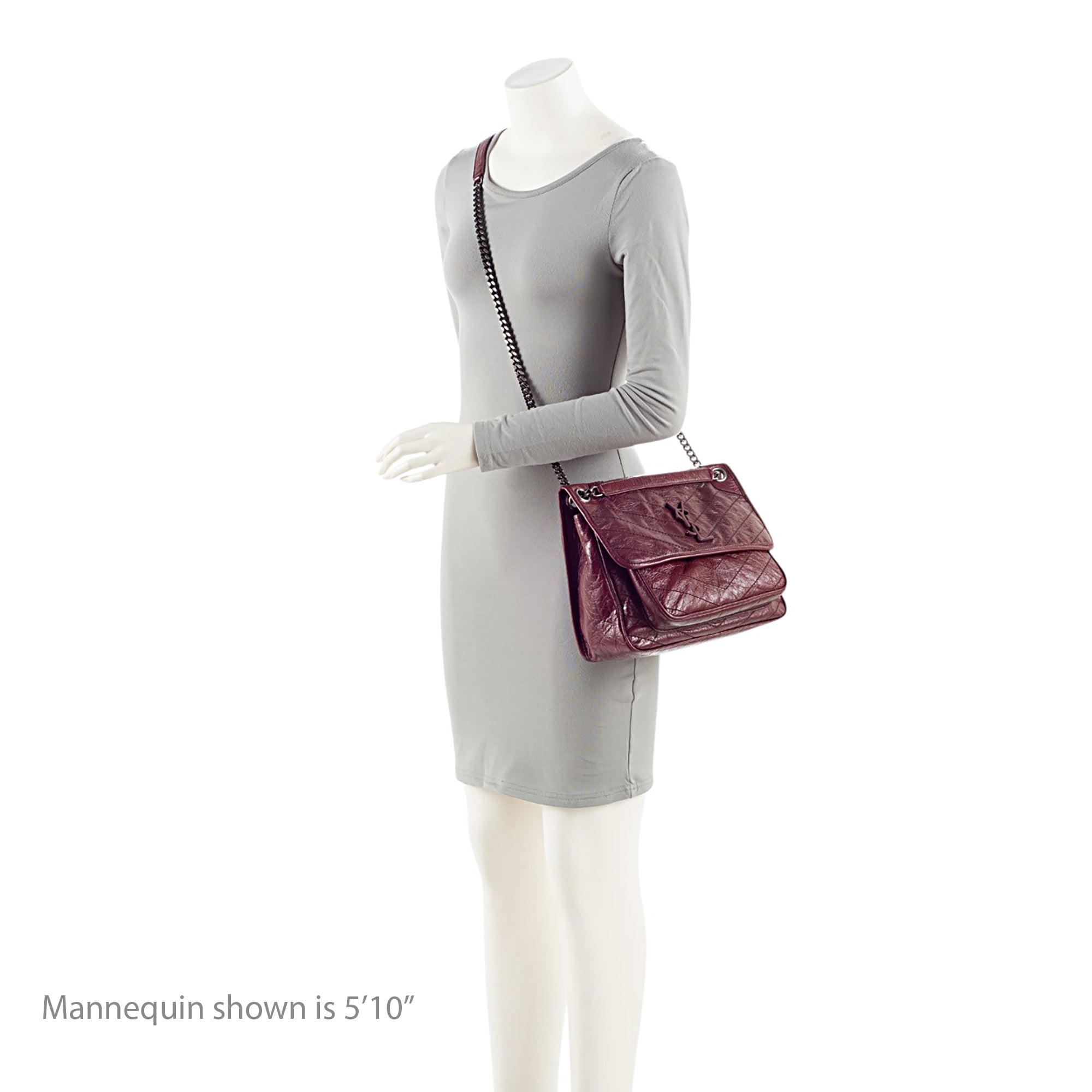 Saint Laurent Crinkled Calfskin Monogram Niki Medium Shoulder Bag