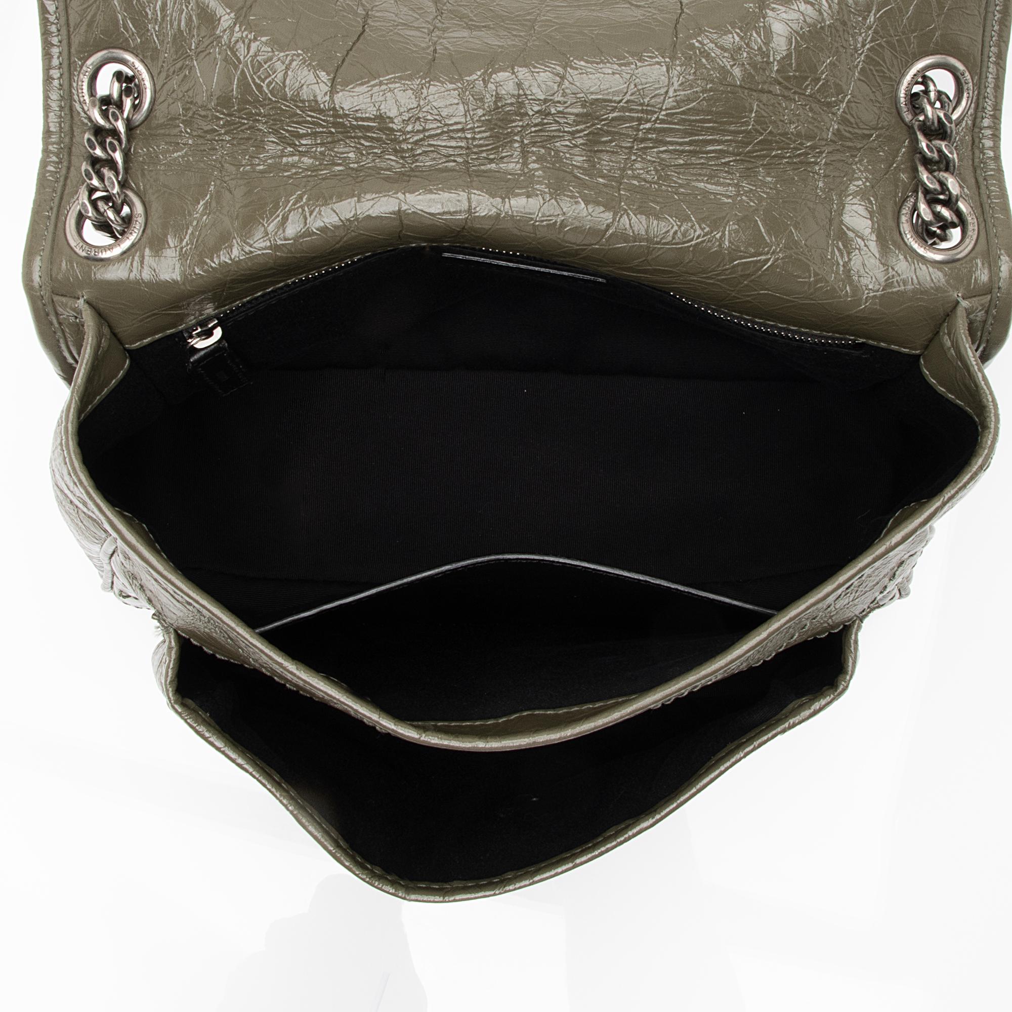 Saint Laurent Crinkled Calfskin Monogram Niki Medium Shoulder Bag (SHF-23609)