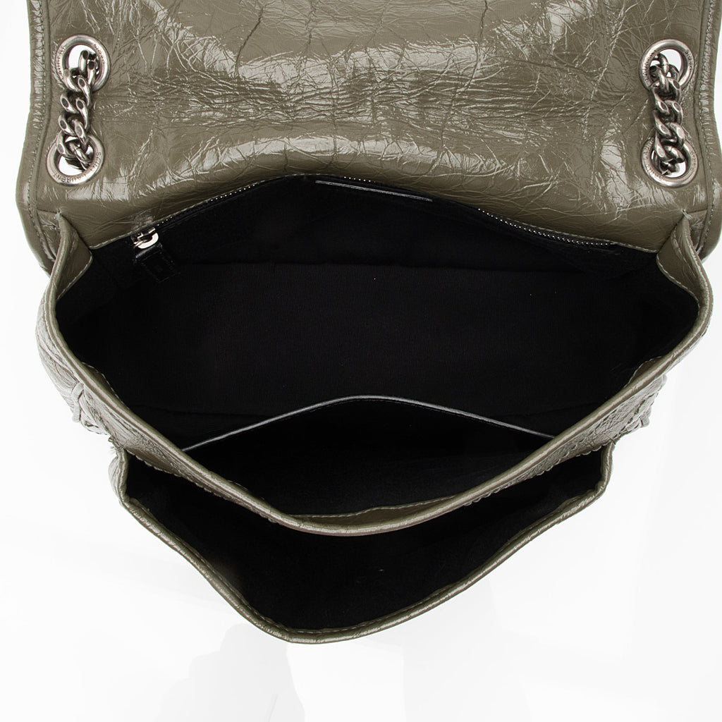 Saint Laurent Crinkled Calfskin Monogram Niki Medium Shoulder Bag (SHF-23860)