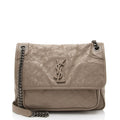Saint Laurent Crinkled Calfskin Monogram Niki Medium Shoulder Bag