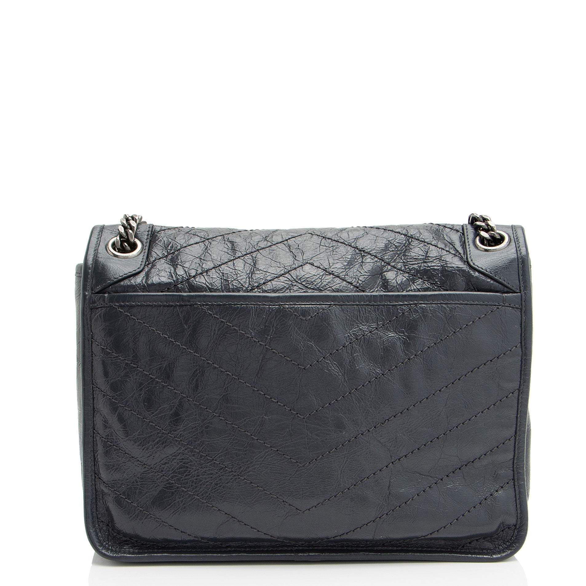 Saint Laurent Crinkled Calfskin Monogram Niki Medium Shoulder Bag