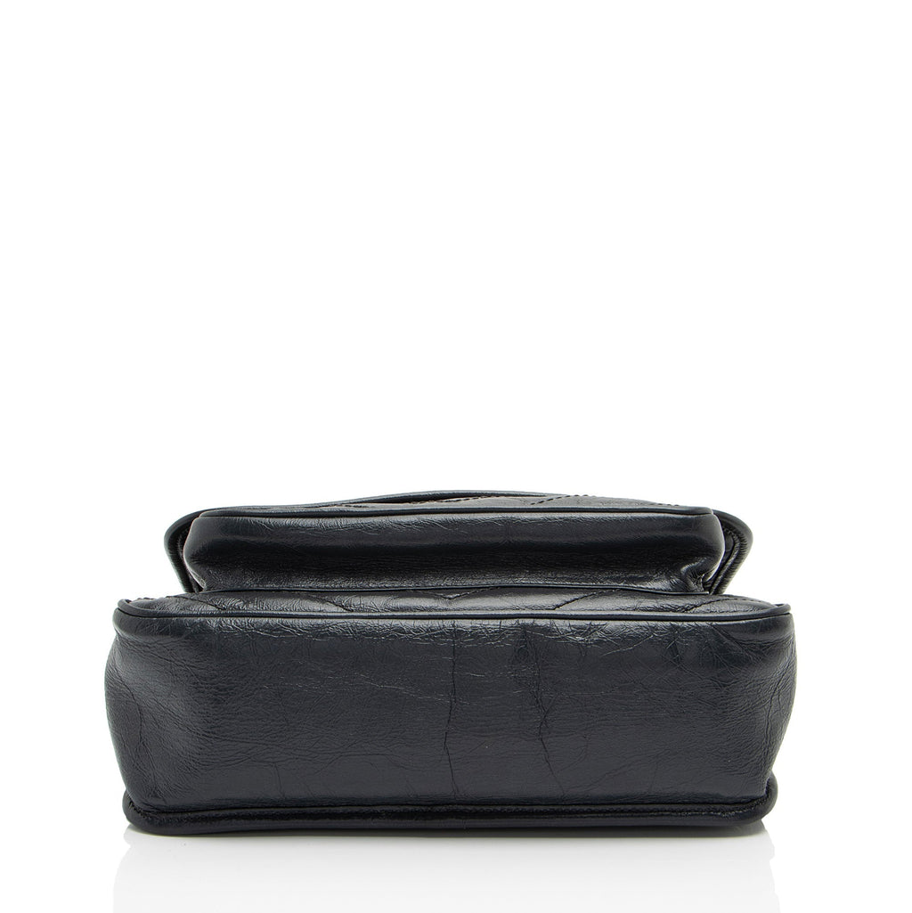 Saint Laurent Crinkled Calfskin Monogram Niki Medium Shoulder Bag