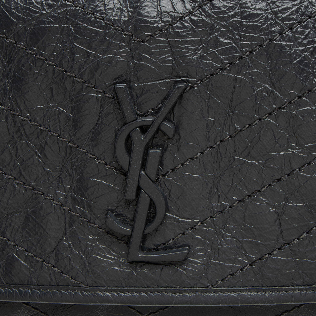 Saint Laurent Crinkled Calfskin Monogram Niki Medium Shoulder Bag