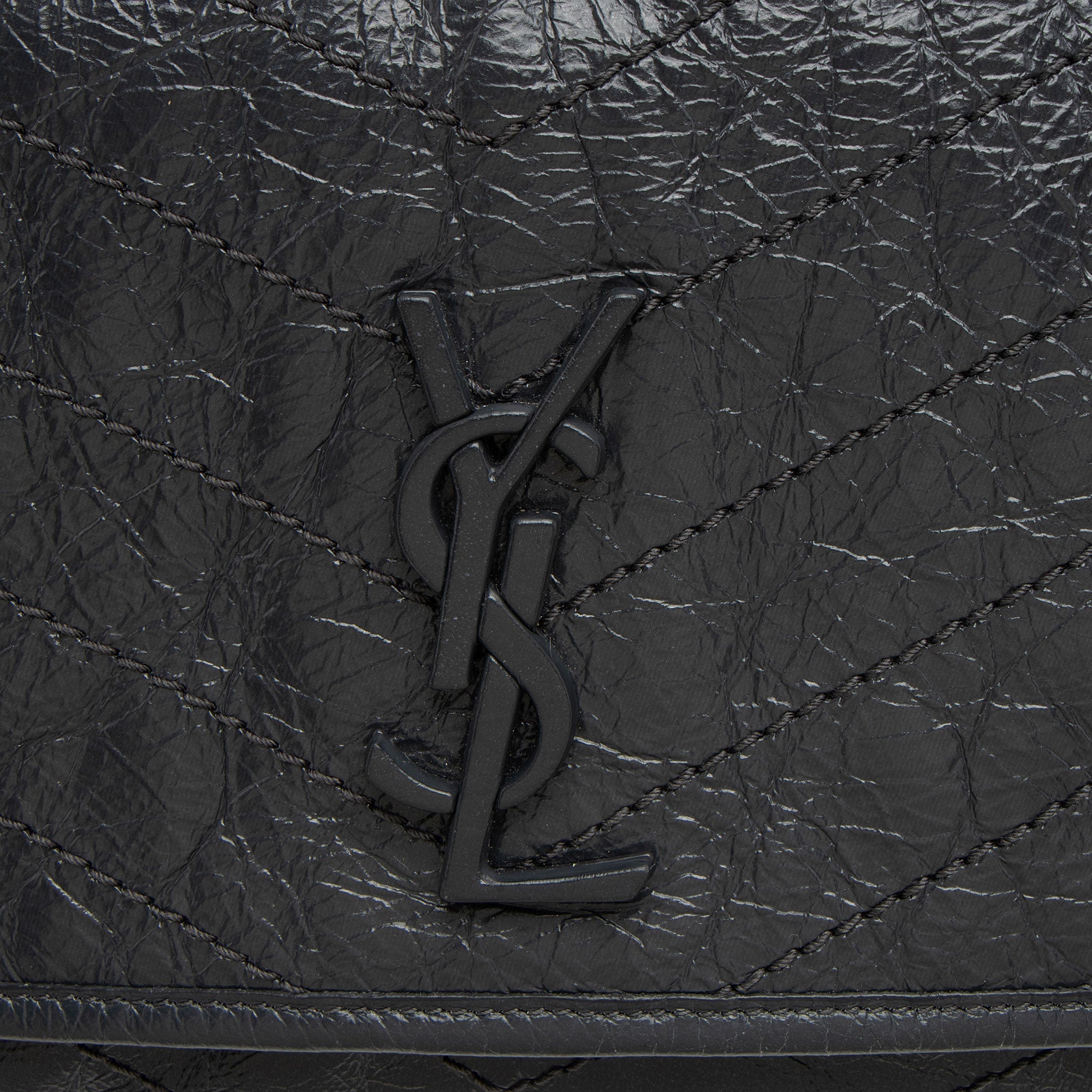 Saint Laurent Crinkled Calfskin Monogram Niki Medium Shoulder Bag