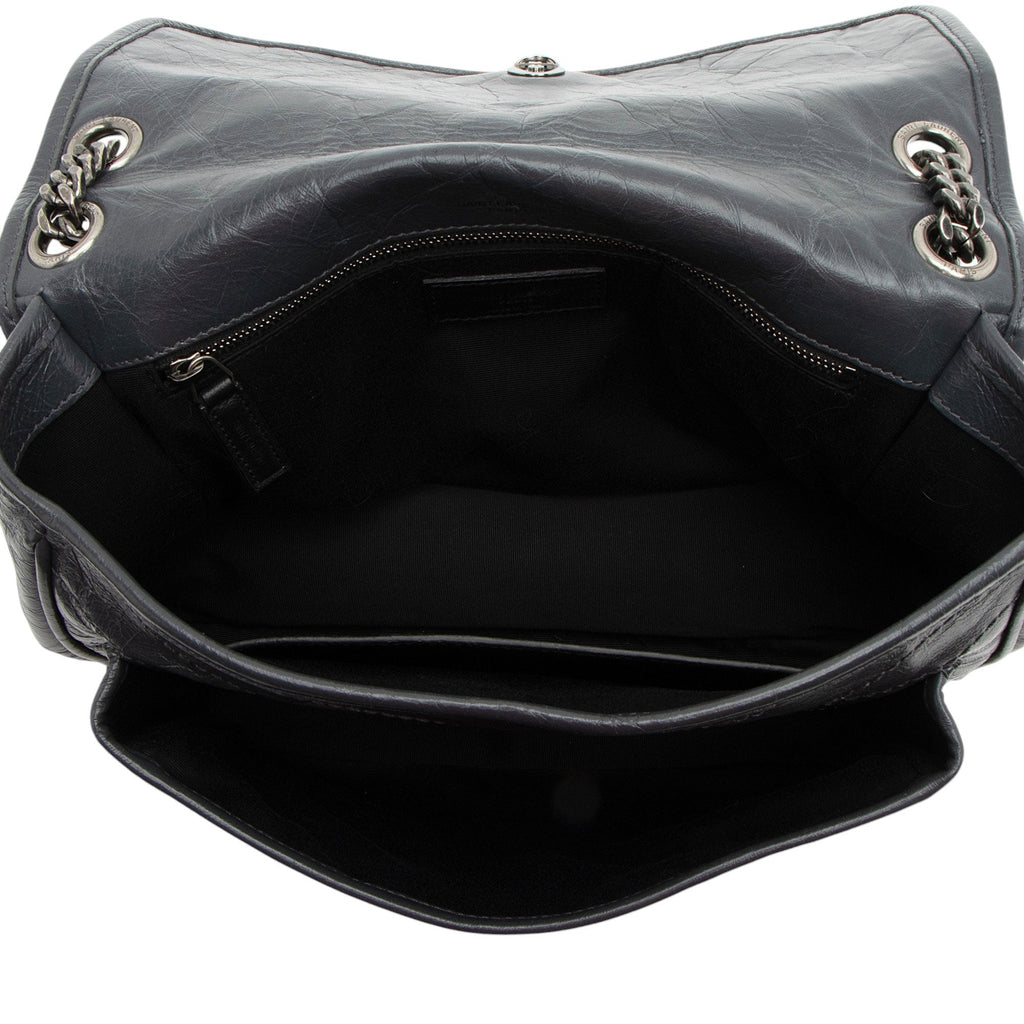 Saint Laurent Crinkled Calfskin Monogram Niki Medium Shoulder Bag