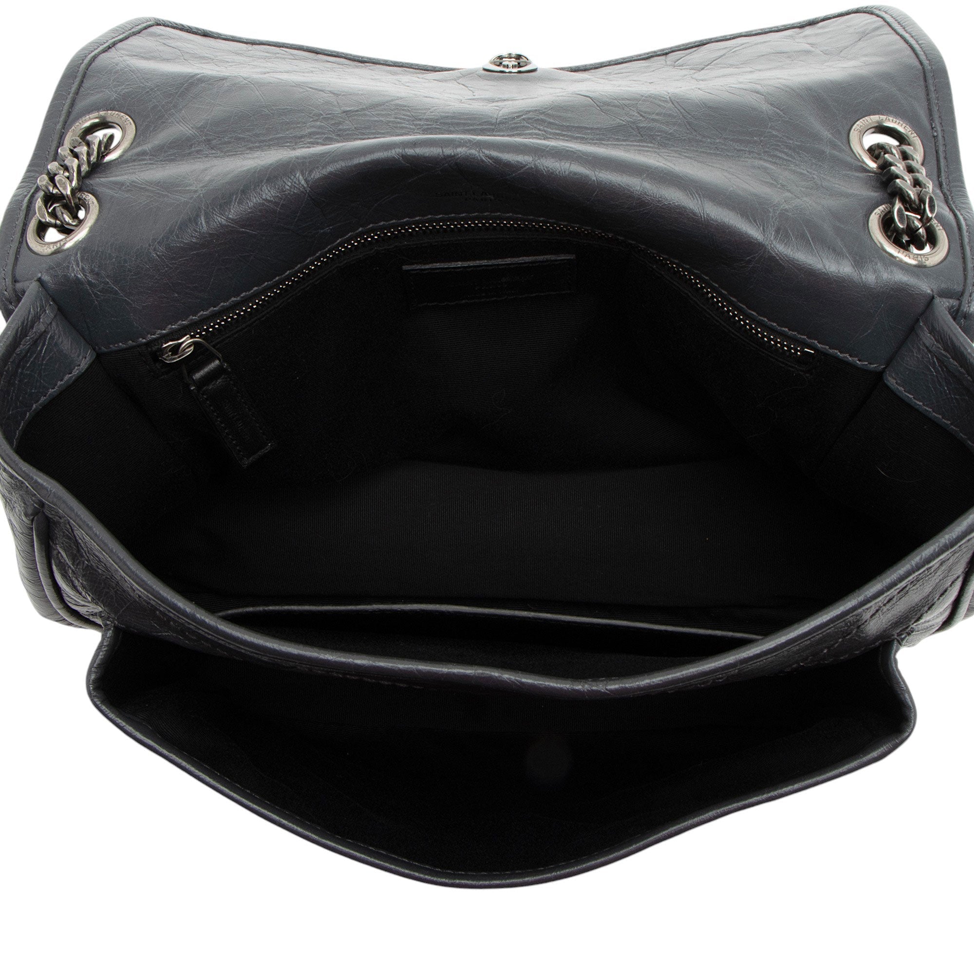 Saint Laurent Crinkled Calfskin Monogram Niki Medium Shoulder Bag