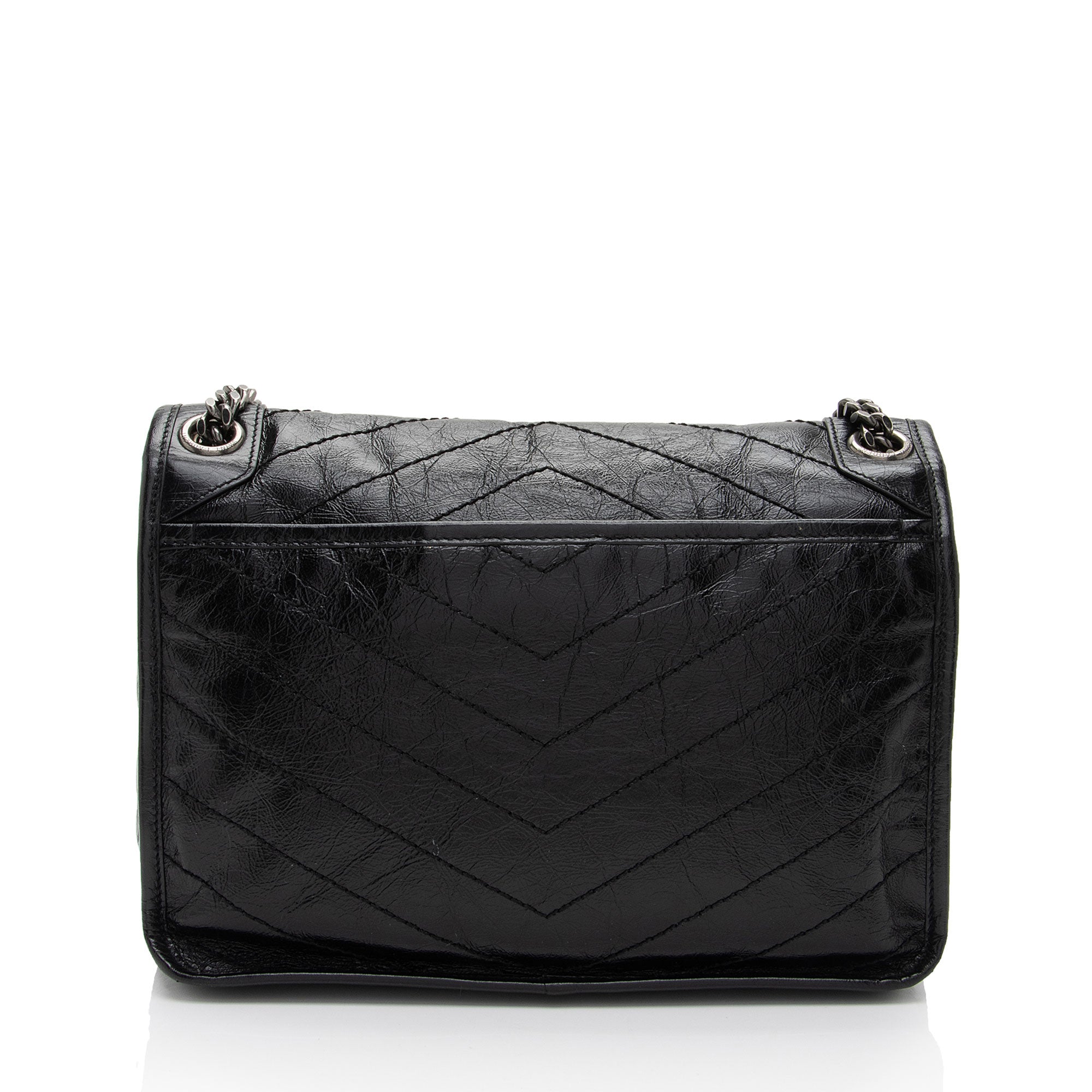 Saint Laurent Crinkled Calfskin Monogram Niki Medium Shoulder Bag