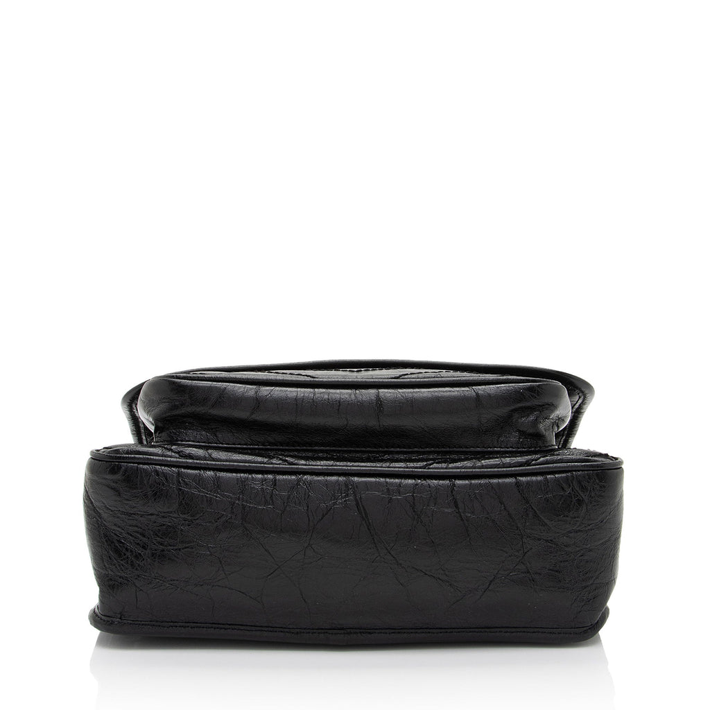 Saint Laurent Crinkled Calfskin Monogram Niki Medium Shoulder Bag