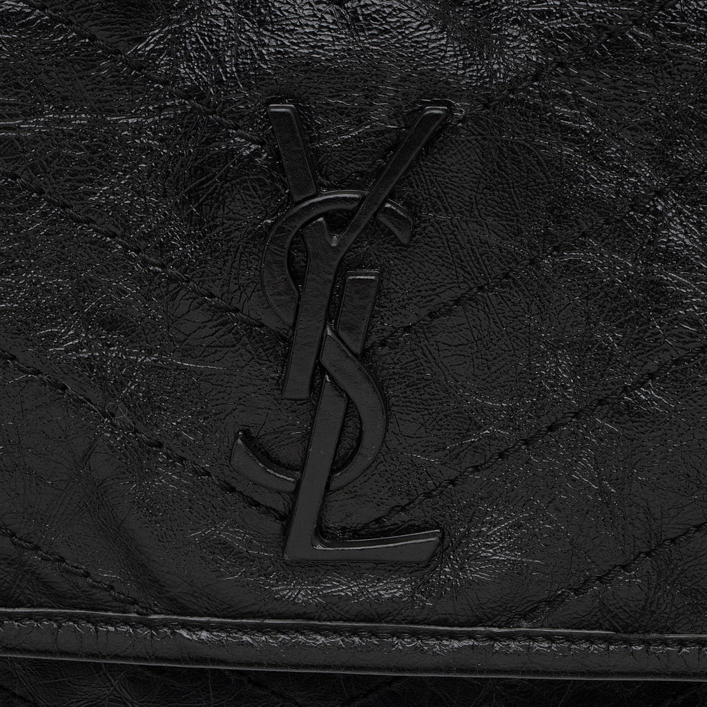 Saint Laurent Crinkled Calfskin Monogram Niki Medium Shoulder Bag