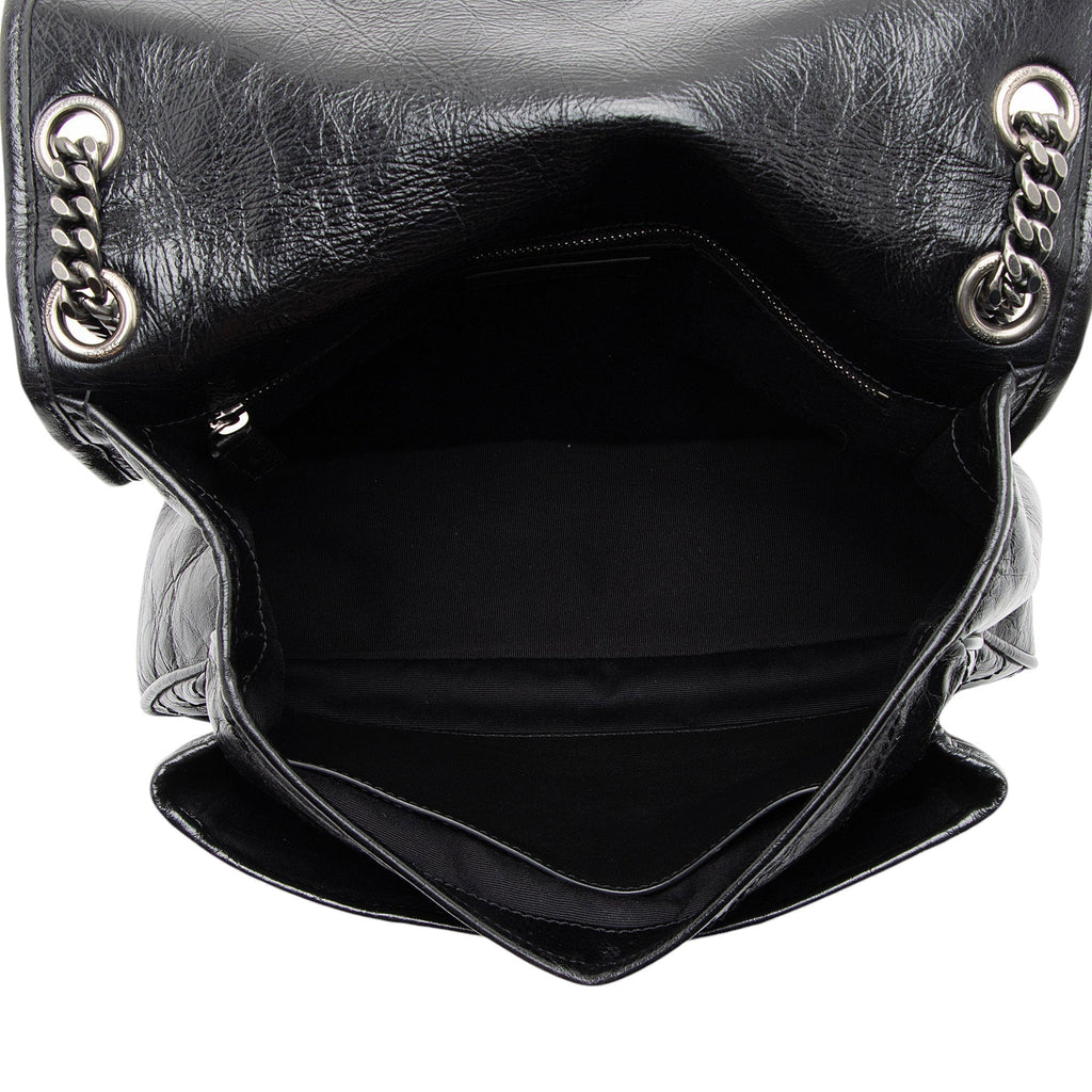 Saint Laurent Crinkled Calfskin Monogram Niki Medium Shoulder Bag