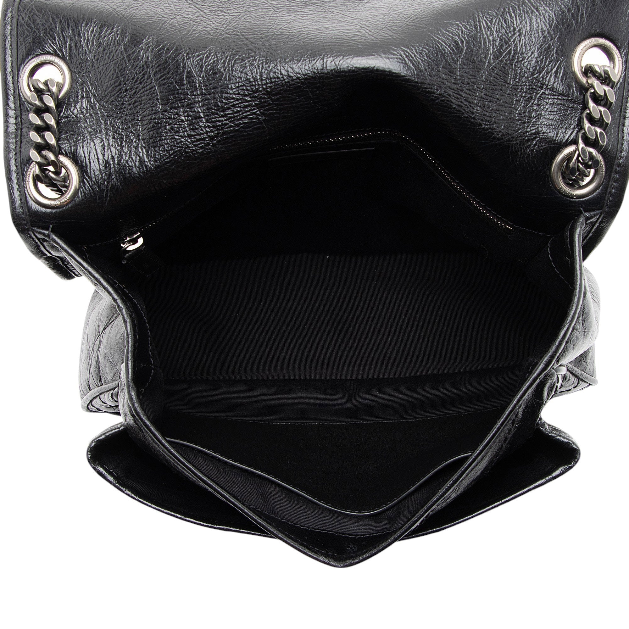 Saint Laurent Crinkled Calfskin Monogram Niki Medium Shoulder Bag