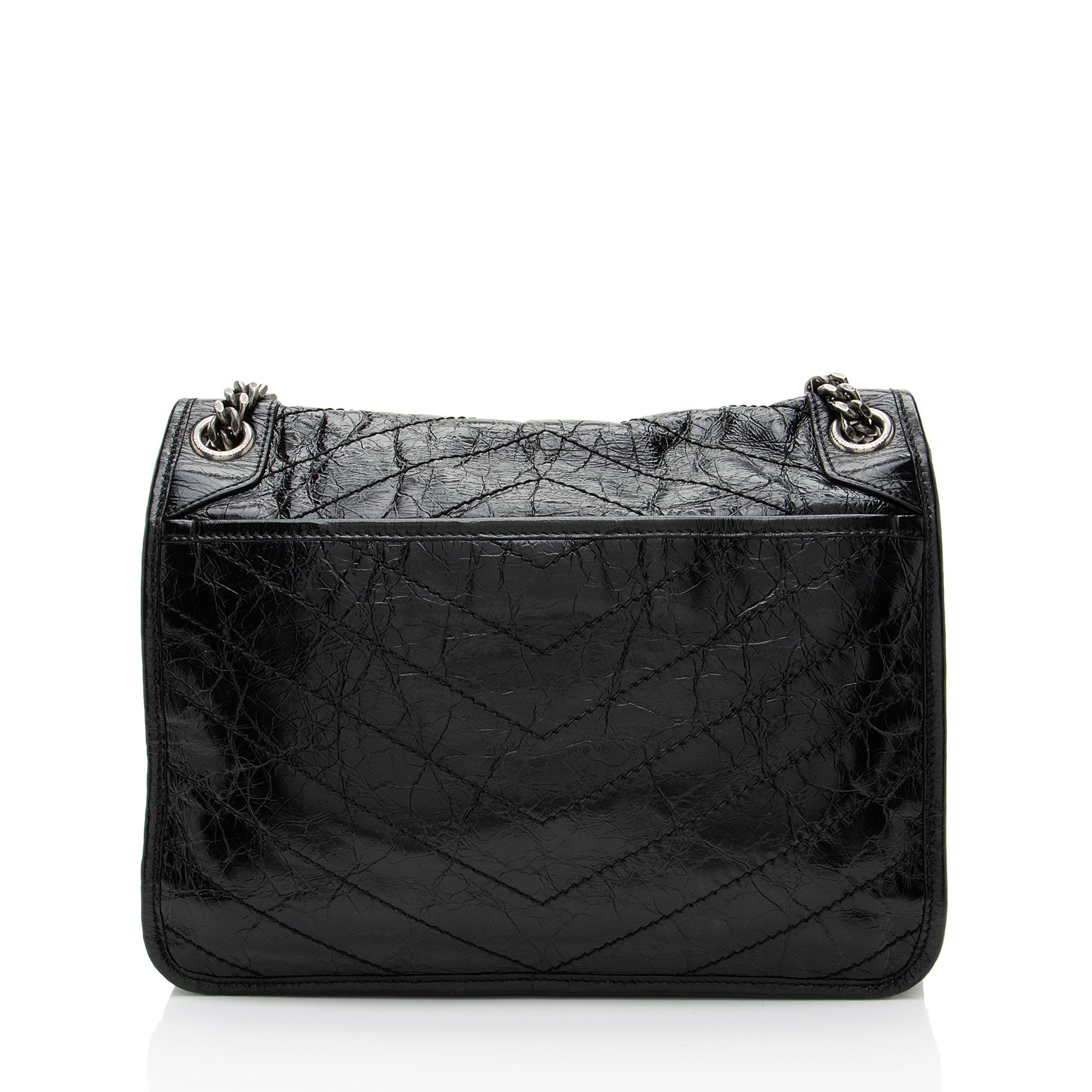 Saint Laurent Crinkled Calfskin Monogram Niki Medium Shoulder Bag