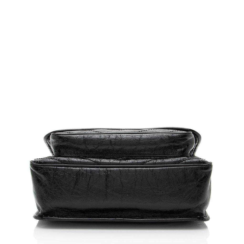 Saint Laurent Crinkled Calfskin Monogram Niki Medium Shoulder Bag