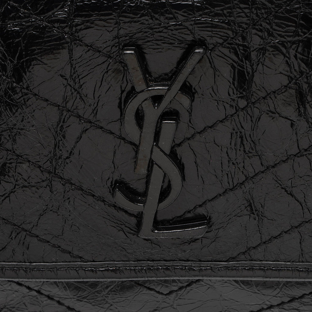 Saint Laurent Crinkled Calfskin Monogram Niki Medium Shoulder Bag