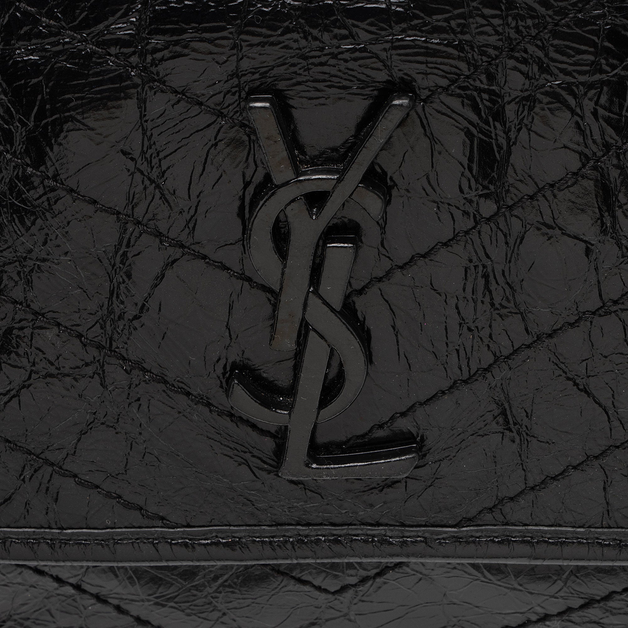 Saint Laurent Crinkled Calfskin Monogram Niki Medium Shoulder Bag