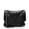 Saint Laurent Crinkled Calfskin Monogram Niki Medium Shoulder Bag