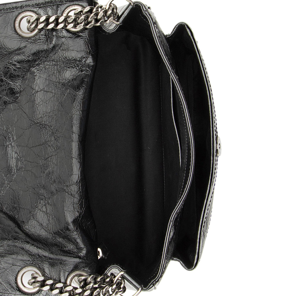 Saint Laurent Crinkled Calfskin Monogram Niki Medium Shoulder Bag