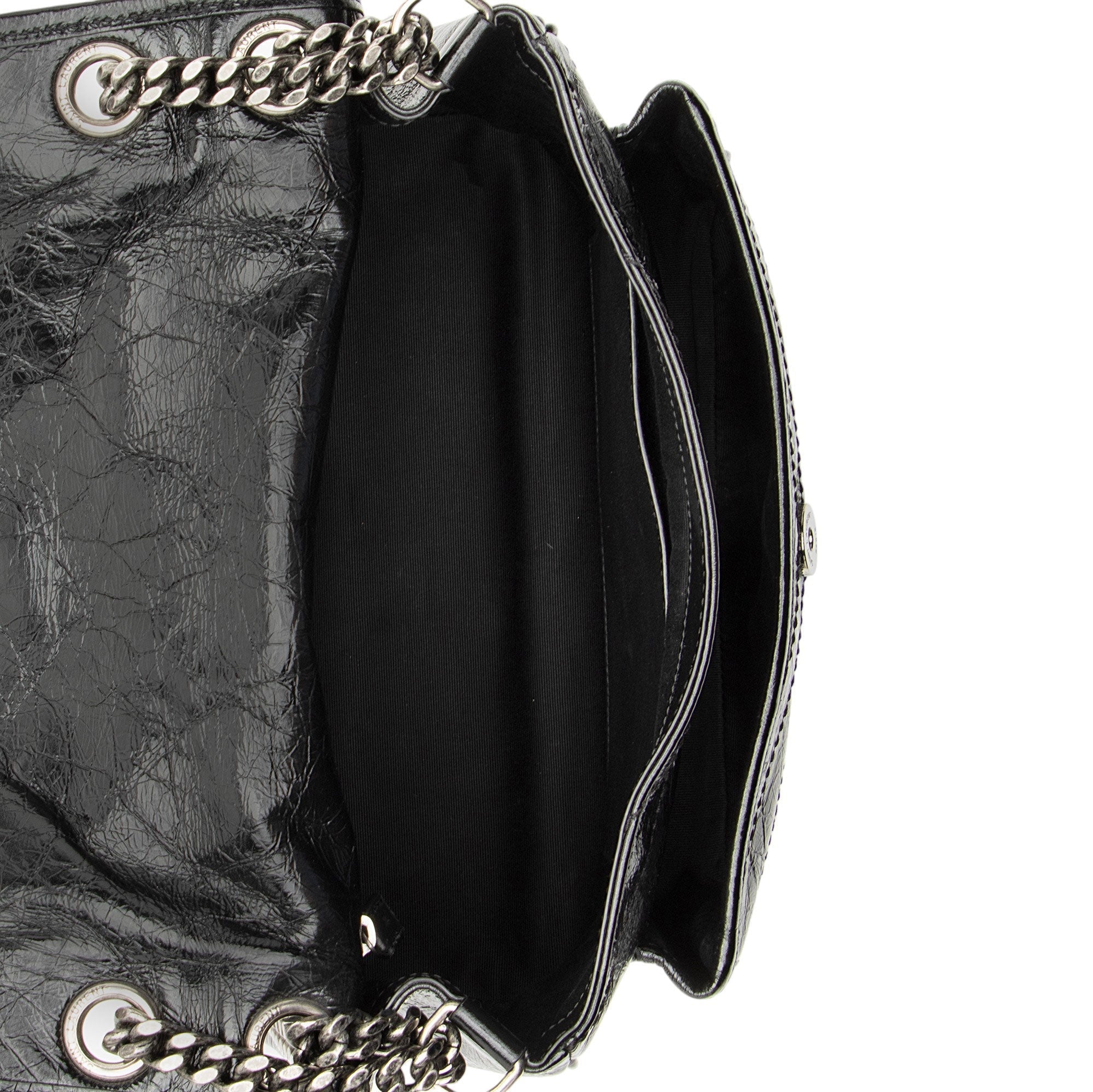 Saint Laurent Crinkled Calfskin Monogram Niki Medium Shoulder Bag
