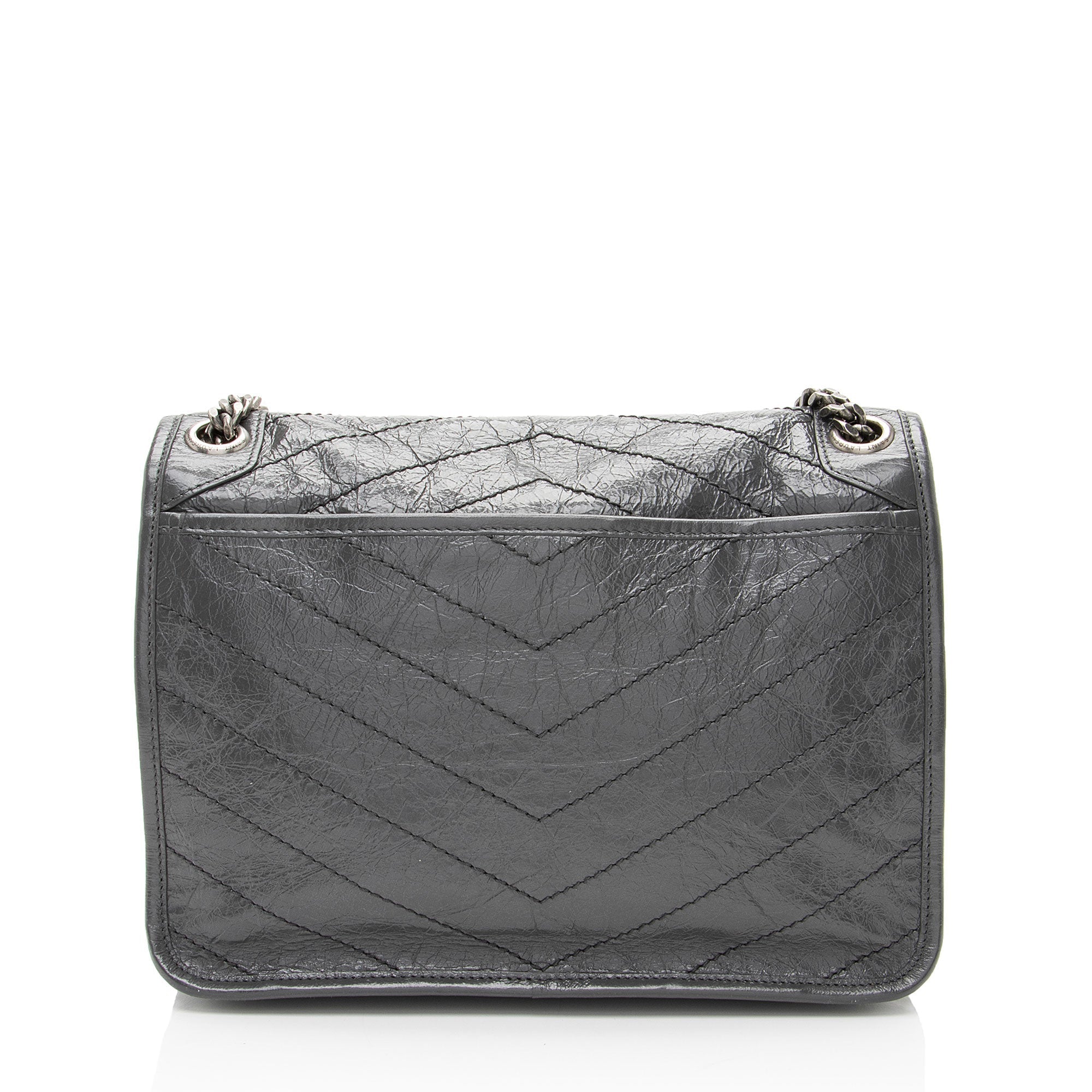 Saint Laurent Crinkled Calfskin Monogram Niki Medium Shoulder Bag