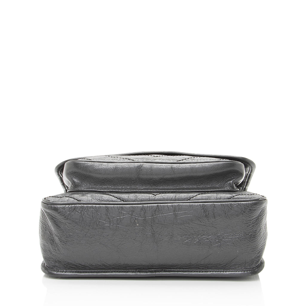 Saint Laurent Crinkled Calfskin Monogram Niki Medium Shoulder Bag