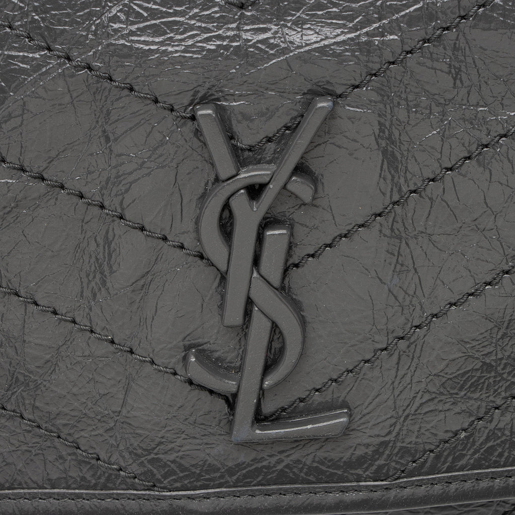 Saint Laurent Crinkled Calfskin Monogram Niki Medium Shoulder Bag