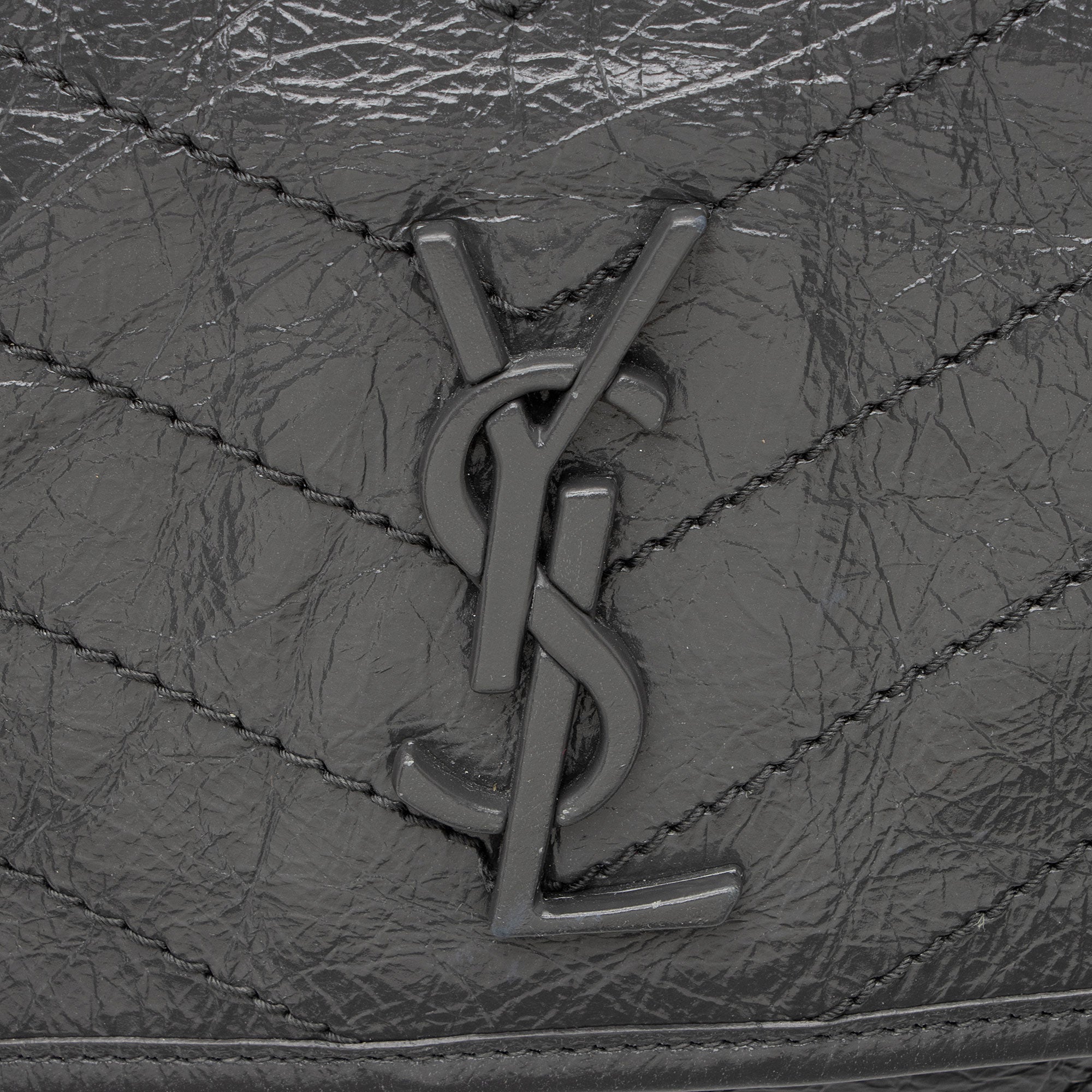 Saint Laurent Crinkled Calfskin Monogram Niki Medium Shoulder Bag