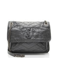 Saint Laurent Crinkled Calfskin Monogram Niki Medium Shoulder Bag