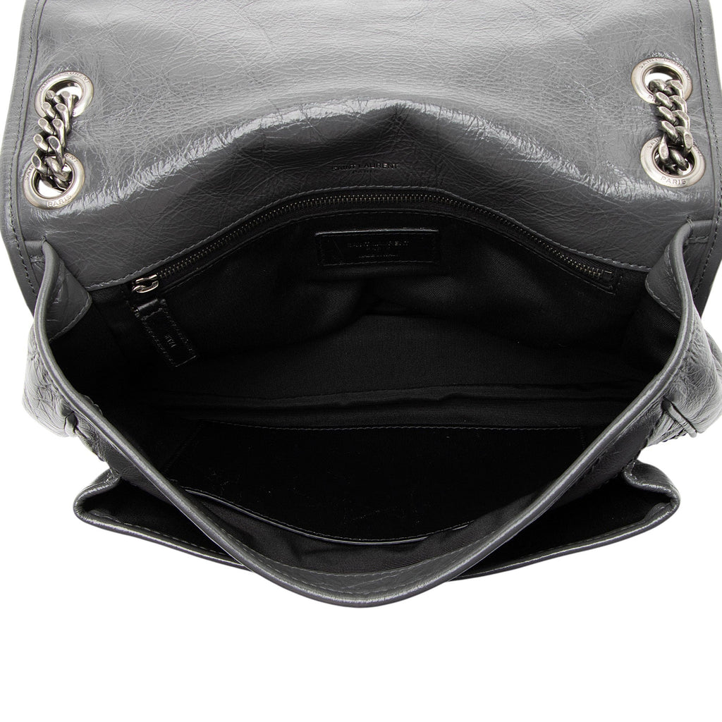 Saint Laurent Crinkled Calfskin Monogram Niki Medium Shoulder Bag