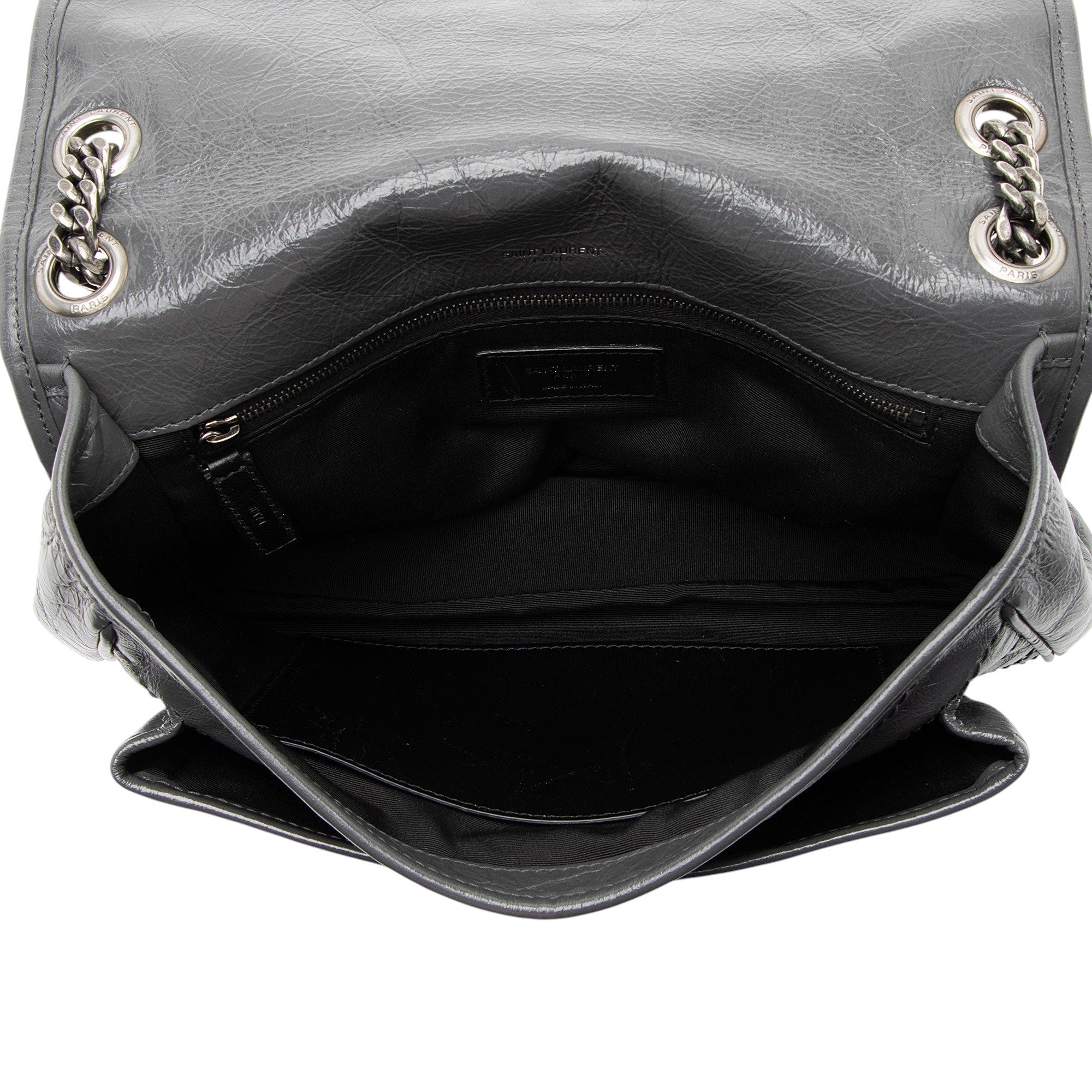 Saint Laurent Crinkled Calfskin Monogram Niki Medium Shoulder Bag