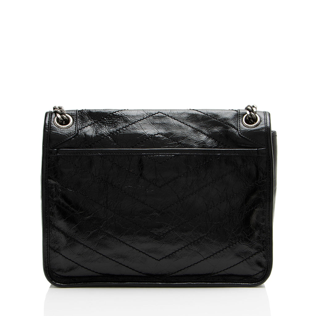 Saint Laurent Crinkled Calfskin Monogram Niki Medium Shoulder Bag