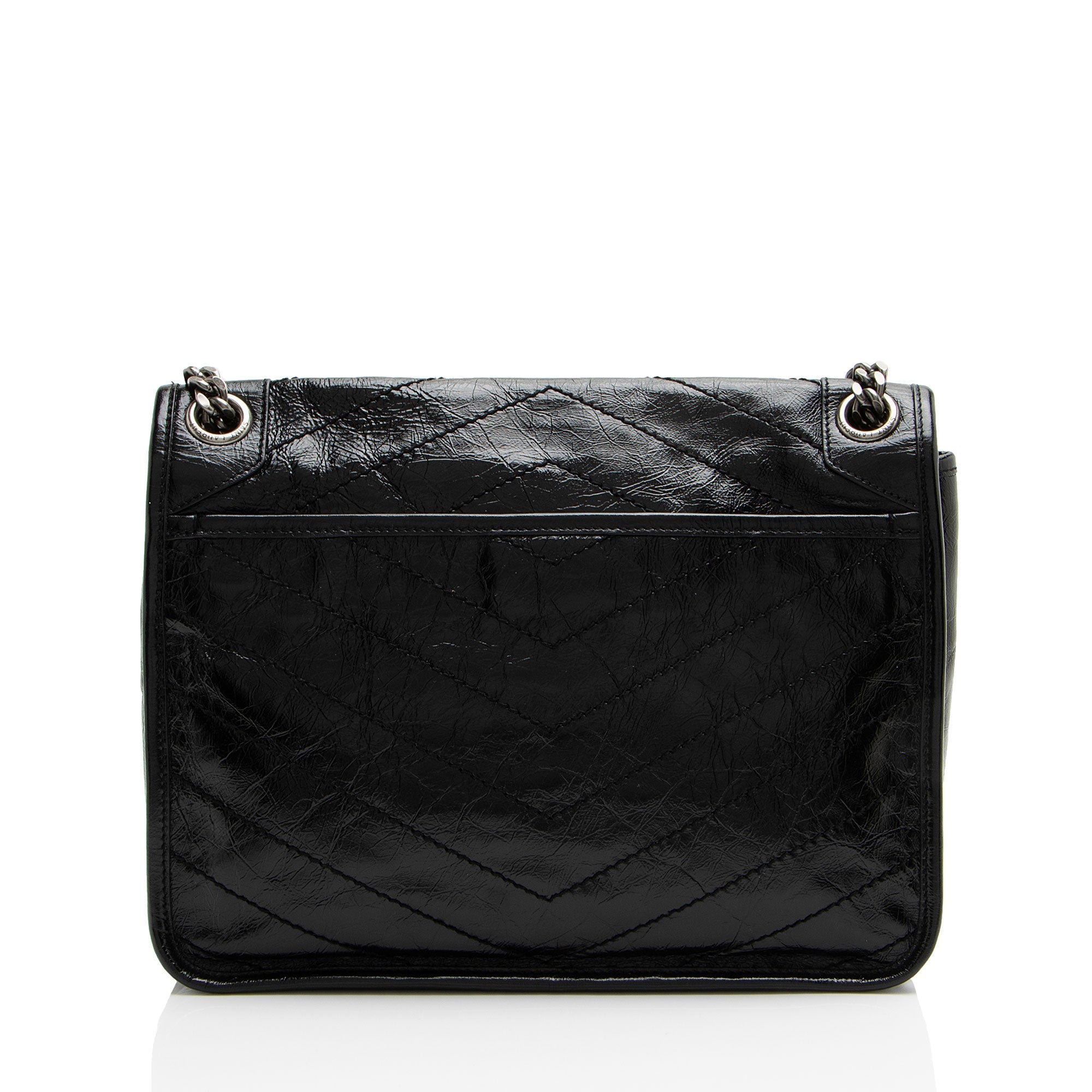 Saint Laurent Crinkled Calfskin Monogram Niki Medium Shoulder Bag