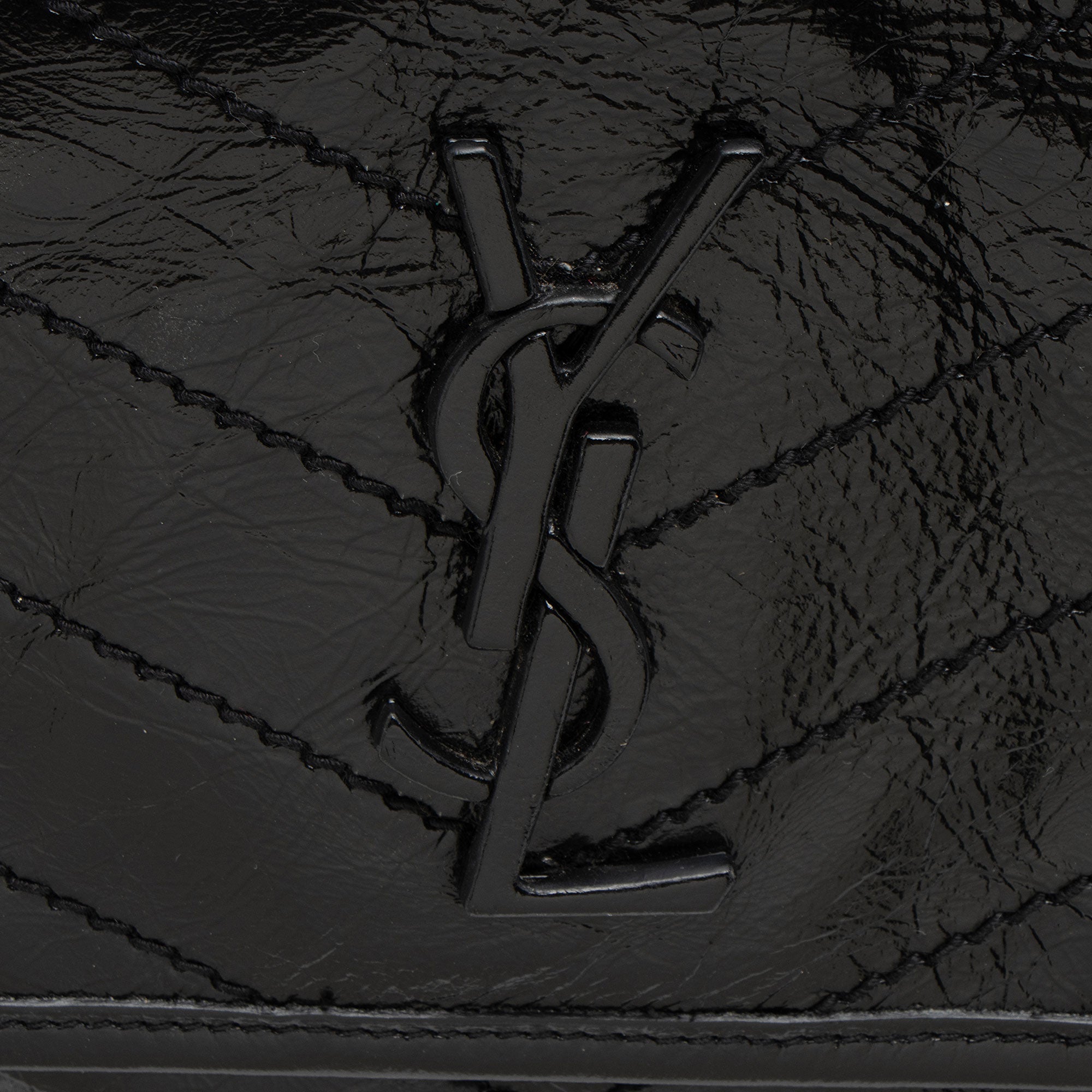 Saint Laurent Crinkled Calfskin Monogram Niki Medium Shoulder Bag