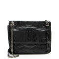 Saint Laurent Crinkled Calfskin Monogram Niki Medium Shoulder Bag