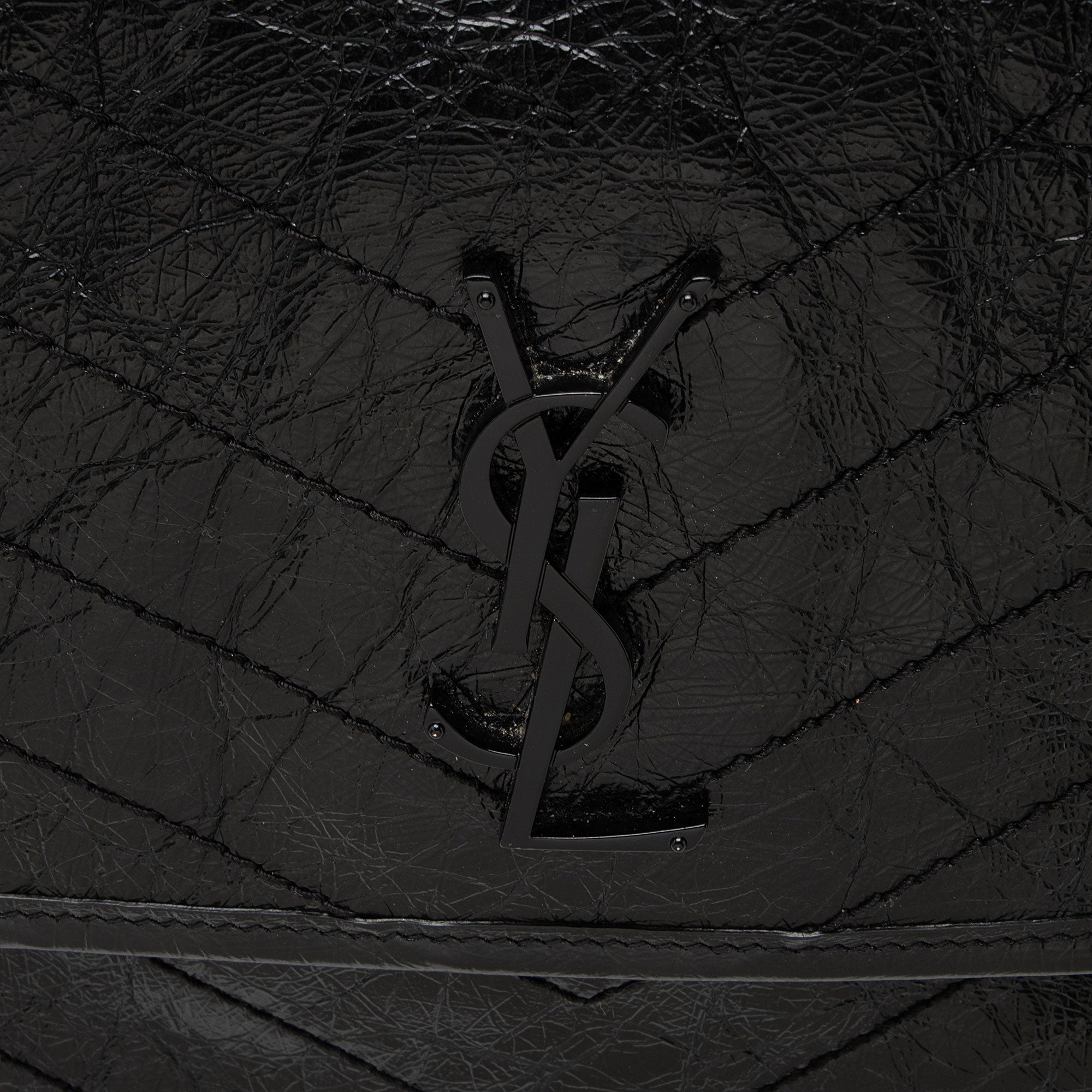 Saint Laurent Crinkled Calfskin Monogram Niki Medium Shoulder Bag