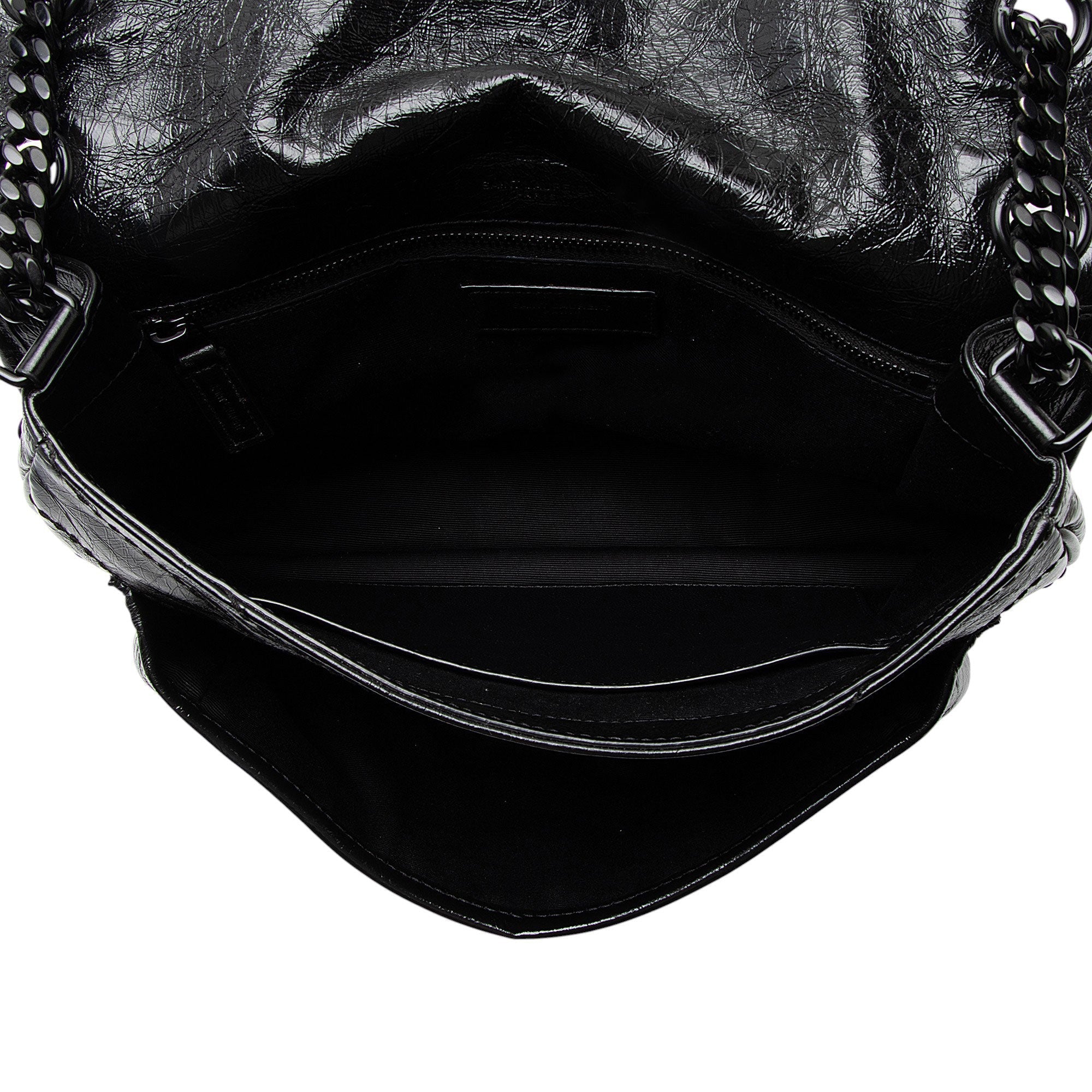Saint Laurent Crinkled Calfskin Monogram Niki Medium Shoulder Bag