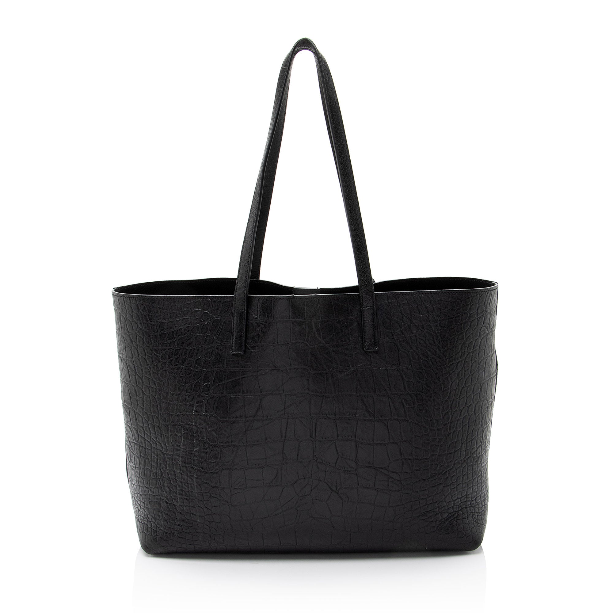 Saint Laurent Croc Embossed Calfskin Large Shopping Tote