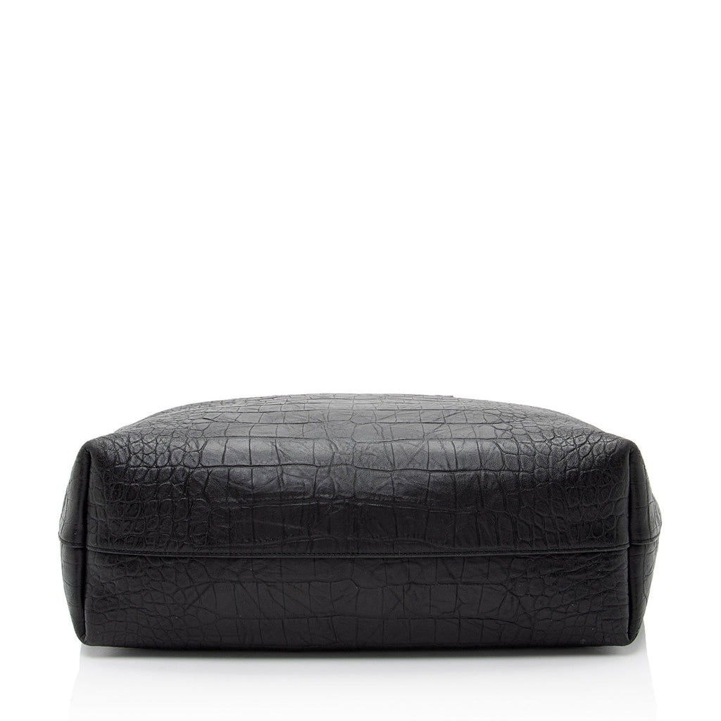 Saint Laurent Croc Embossed Calfskin Large Shopping Tote