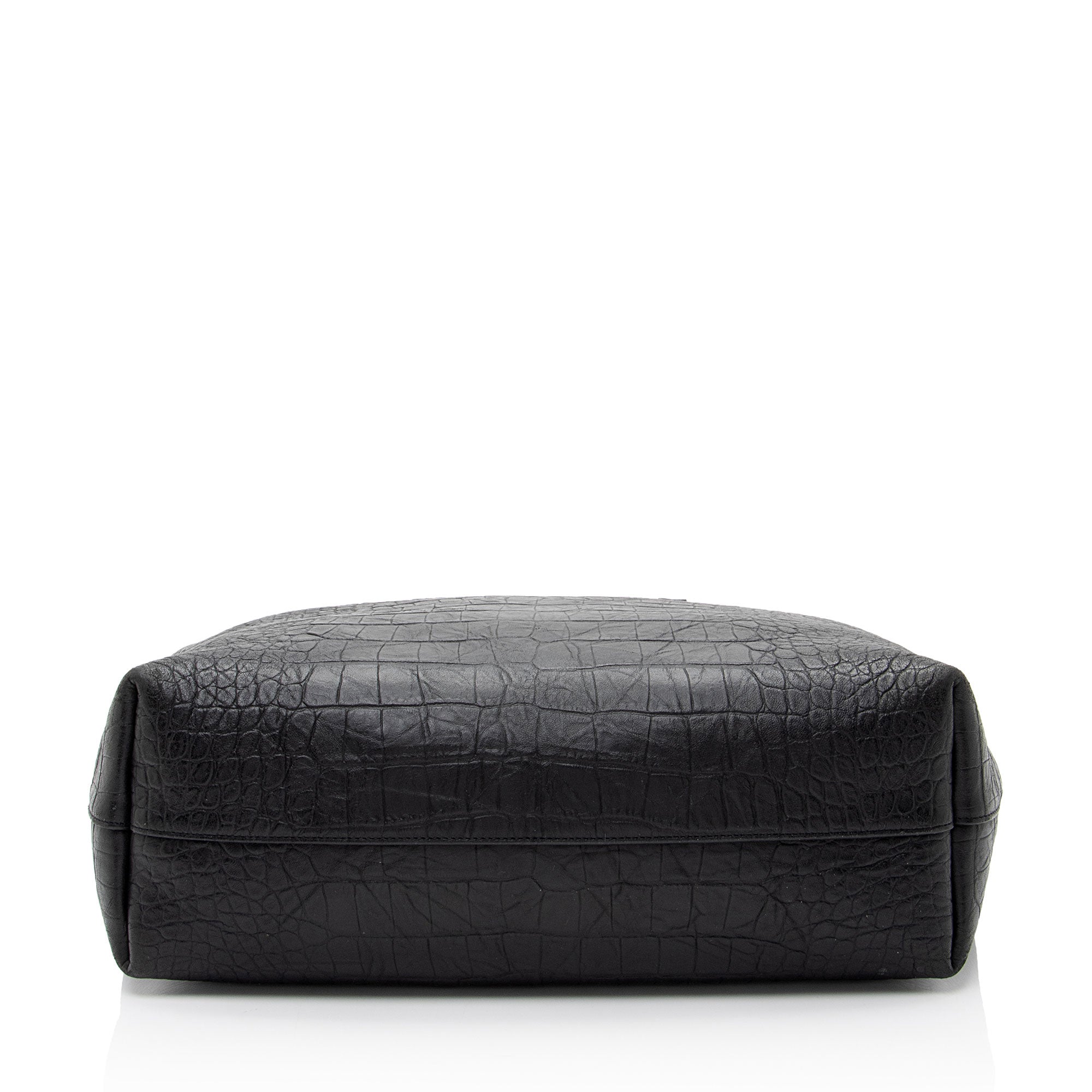 Saint Laurent Croc Embossed Calfskin Large Shopping Tote