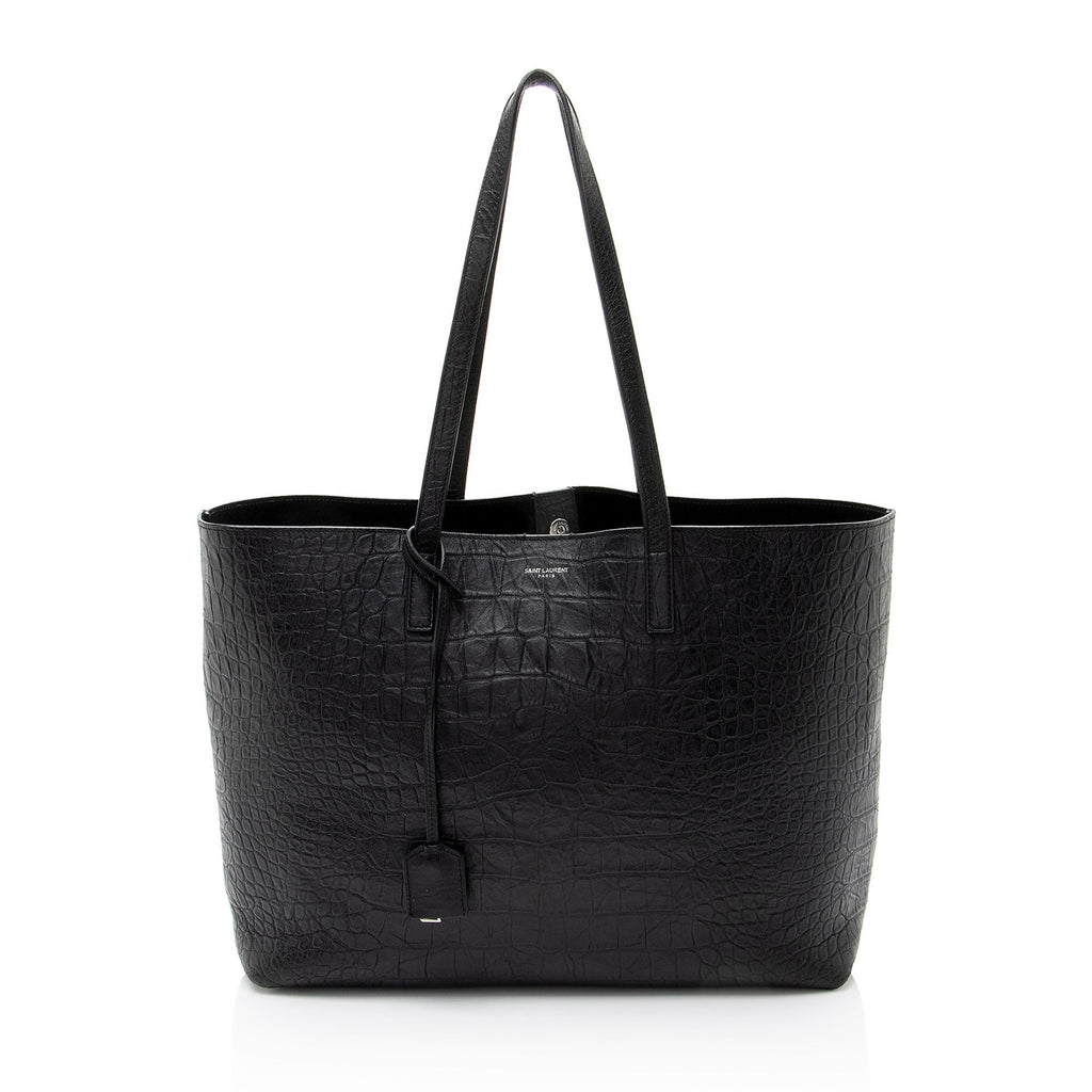 Saint Laurent Croc Embossed Calfskin Large Shopping Tote