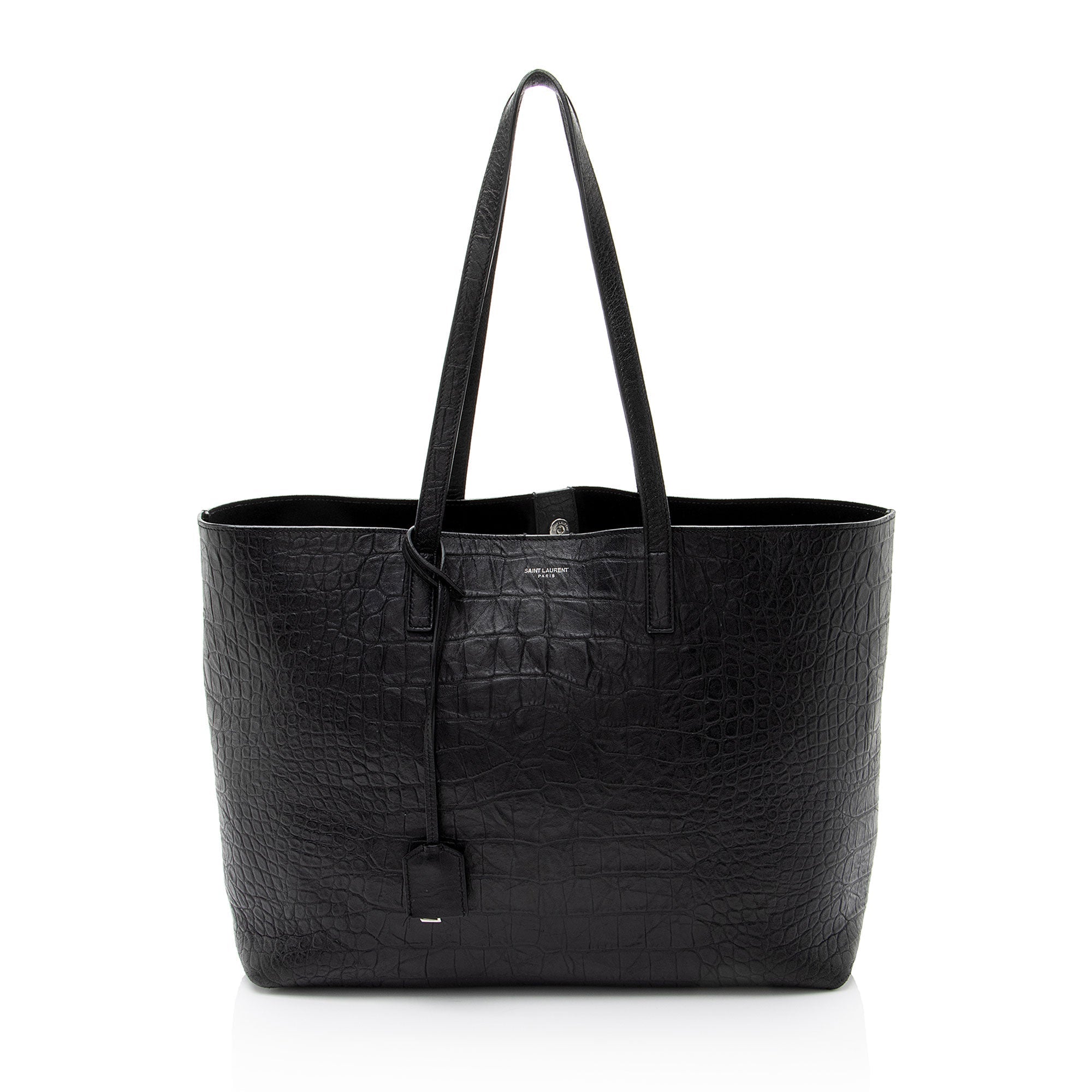 Saint Laurent Croc Embossed Calfskin Large Shopping Tote