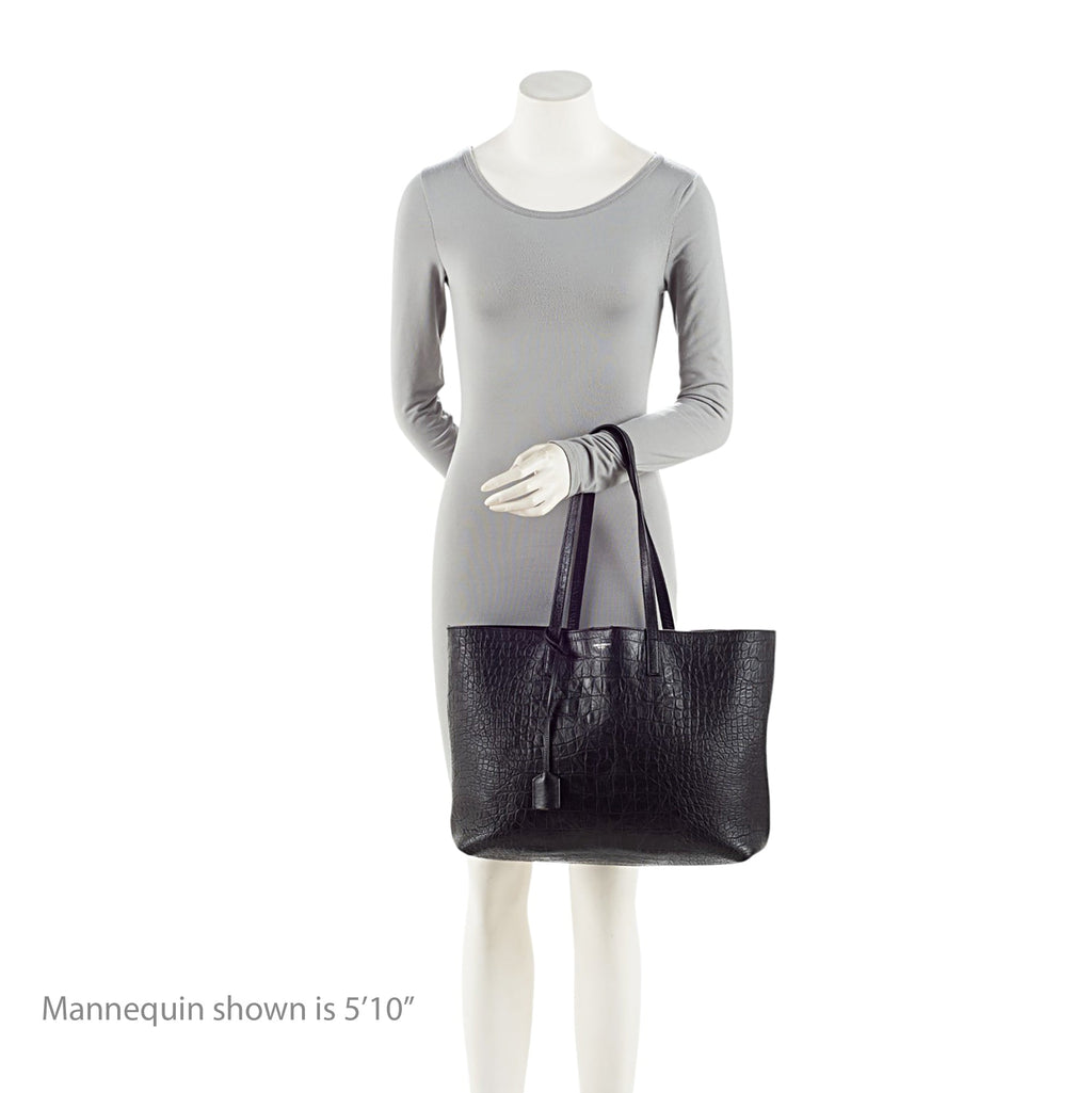 Saint Laurent Croc Embossed Calfskin Large Shopping Tote