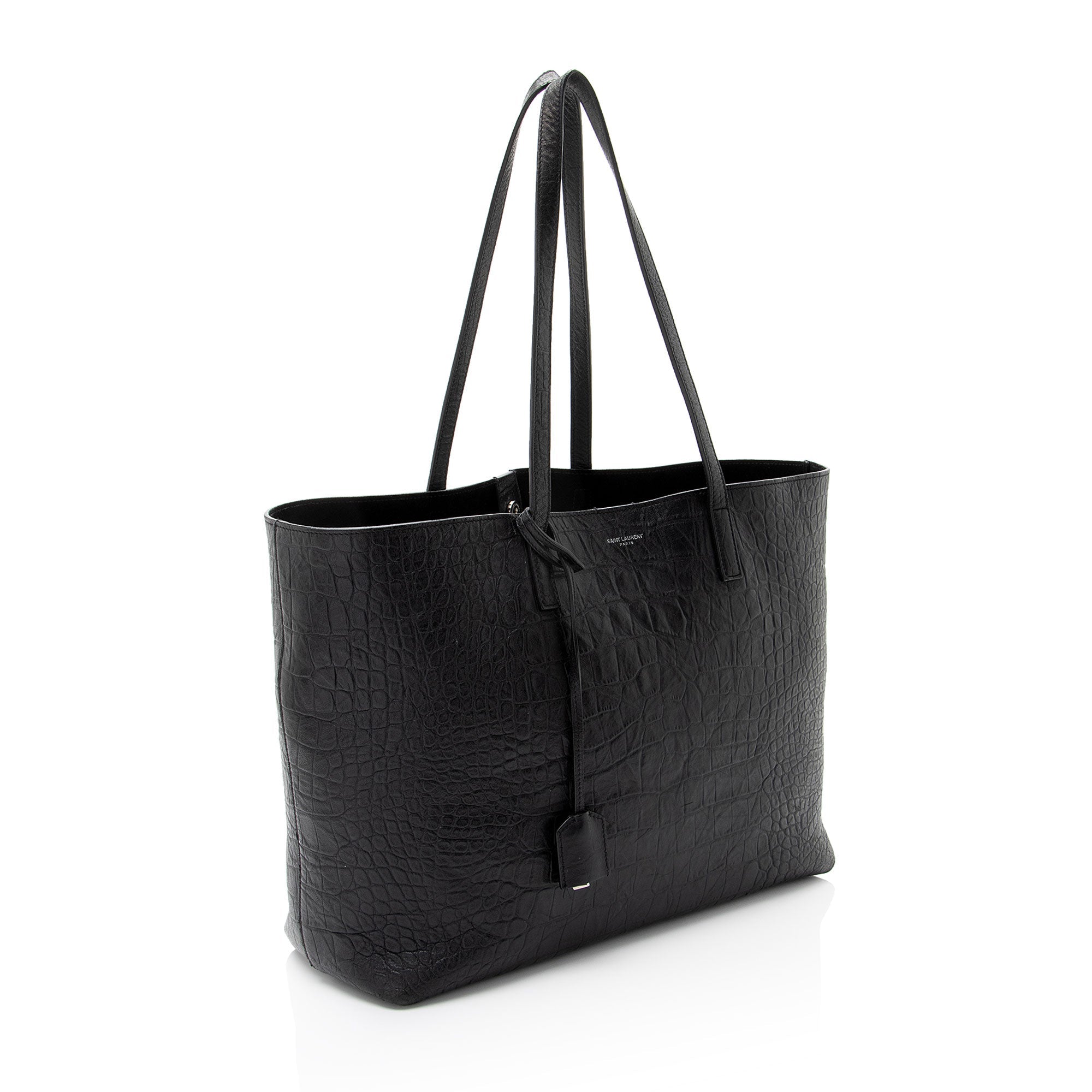 Saint Laurent Croc Embossed Calfskin Large Shopping Tote